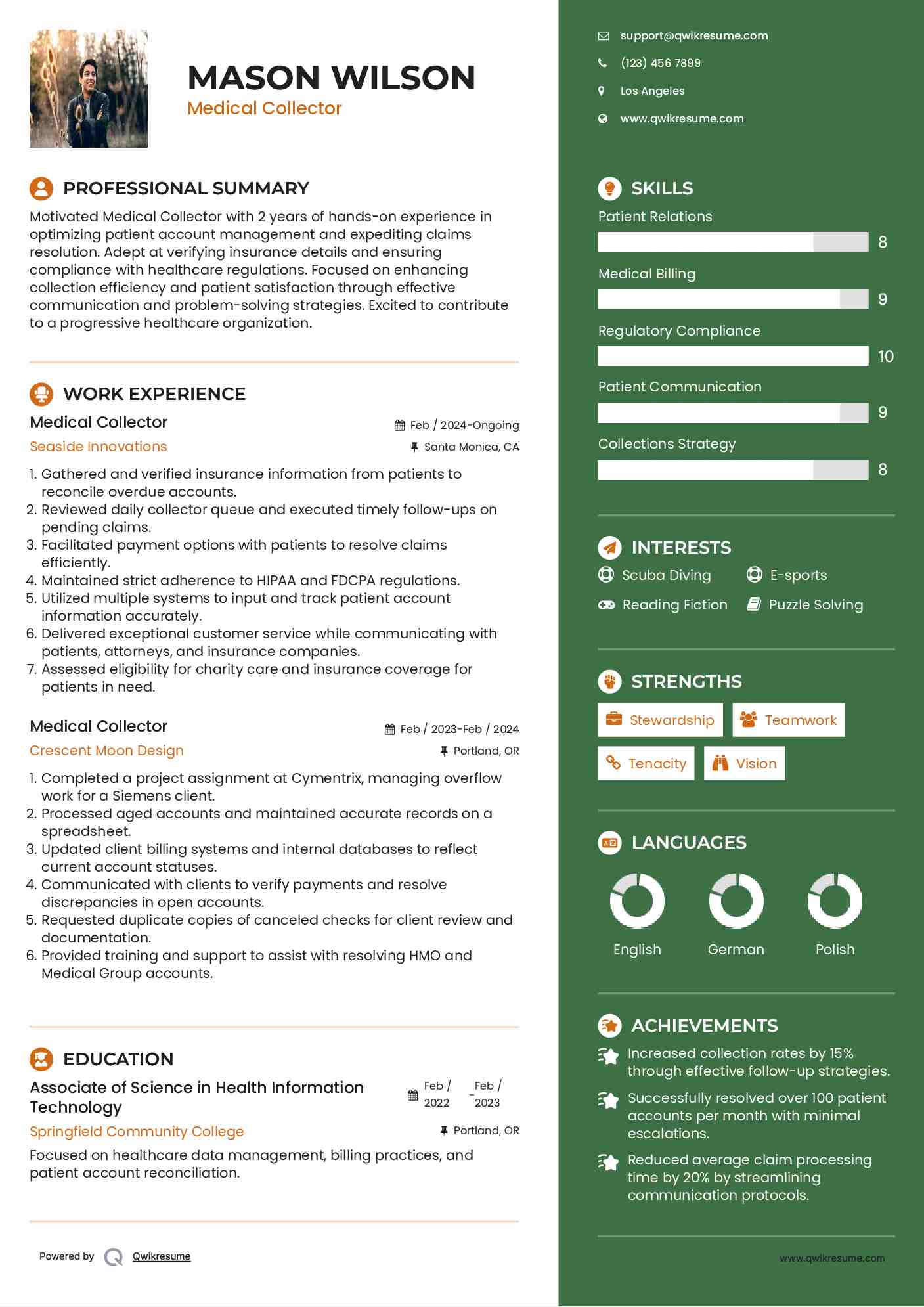 medical collector resume samples qwikresume medical collector resumes