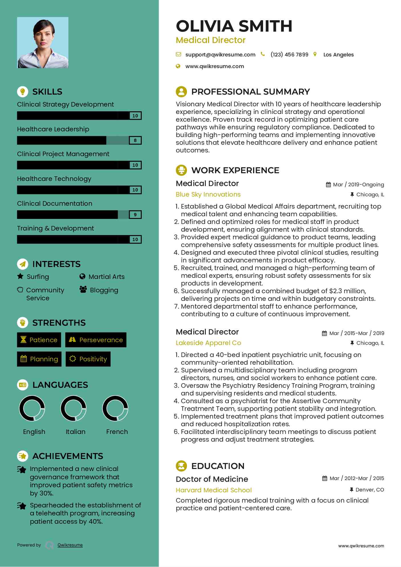Medical Director Resume Template