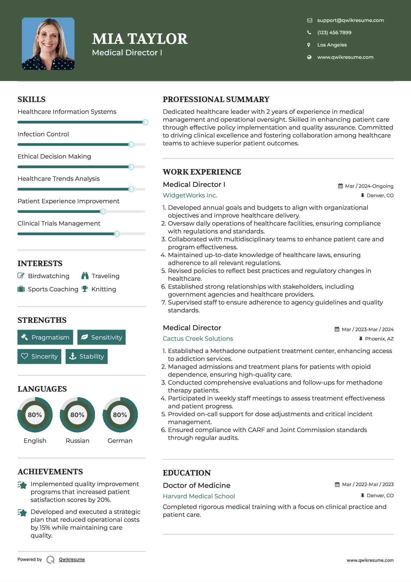 Medical Director I Resume Model