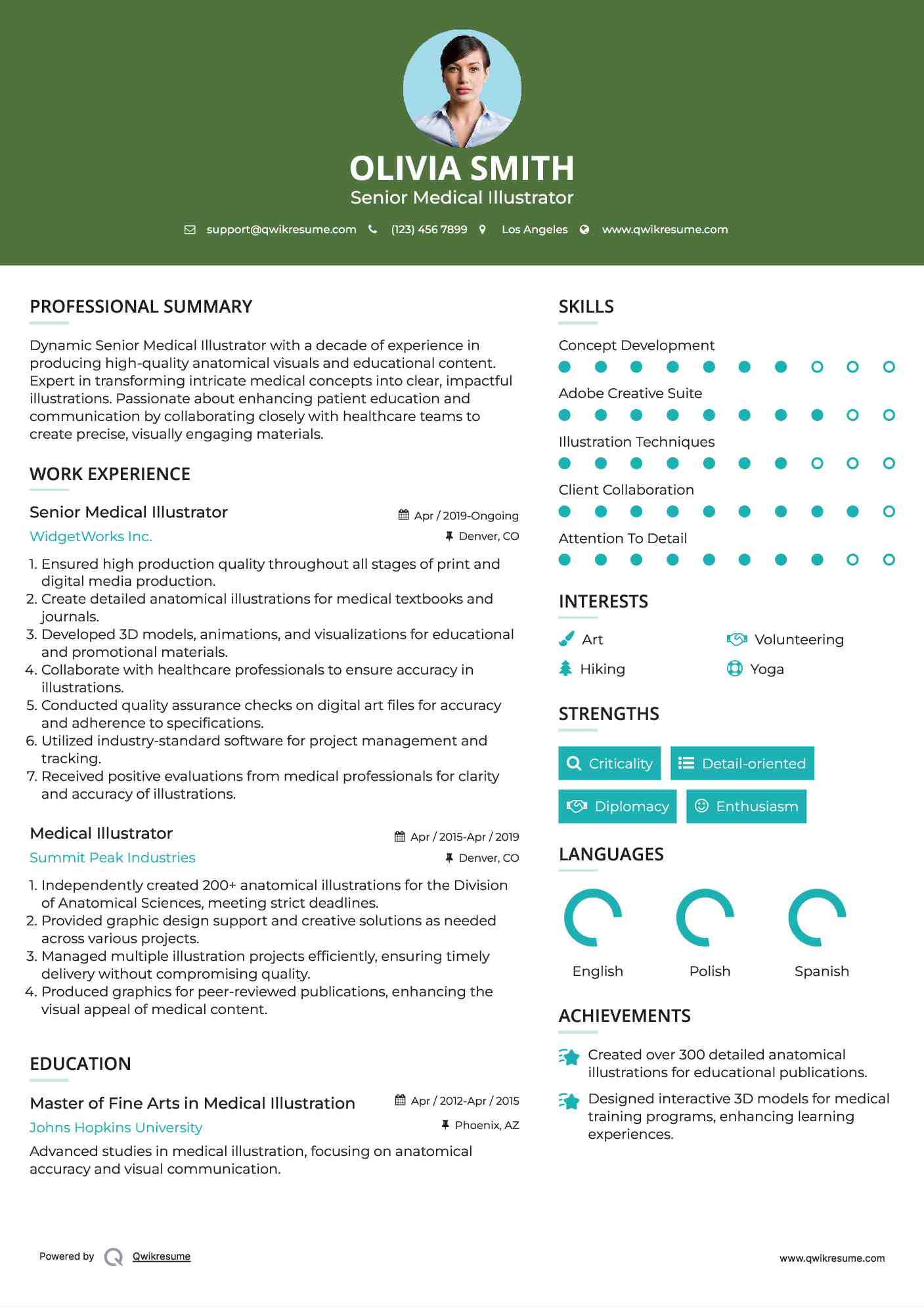 Senior Medical Illustrator Resume Sample