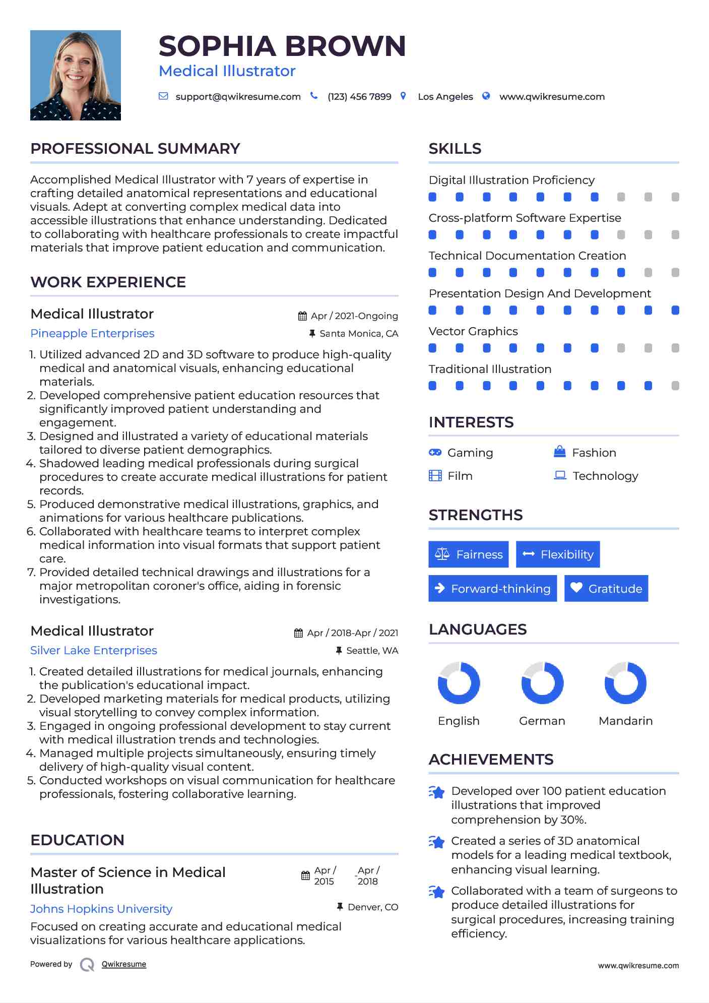 Medical Illustrator Resume Model
