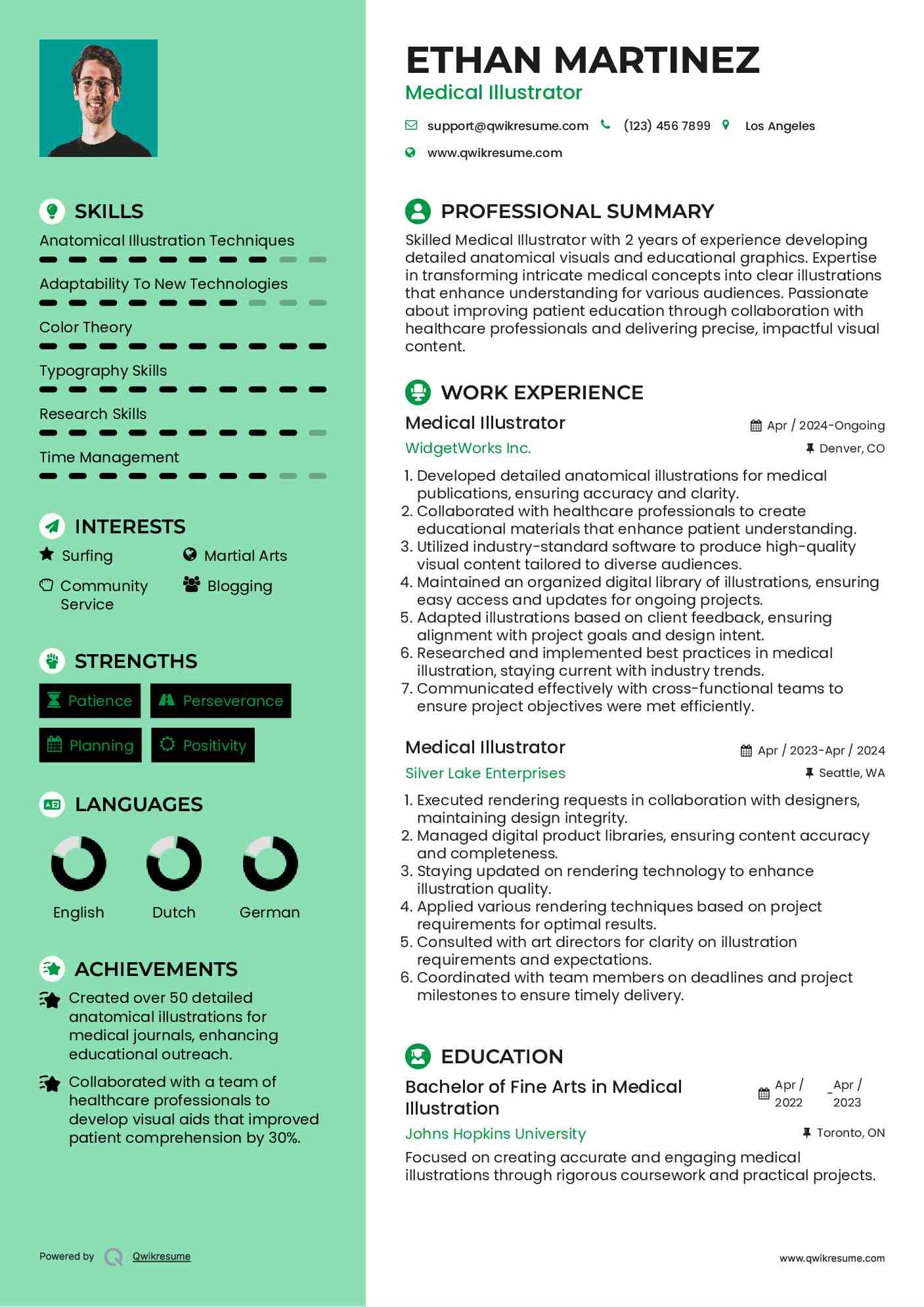 Medical Illustrator Resume Model