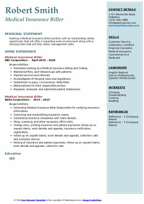 Medical Insurance Biller Resume - Medical Insurance Biller 1609342584 Pdf 