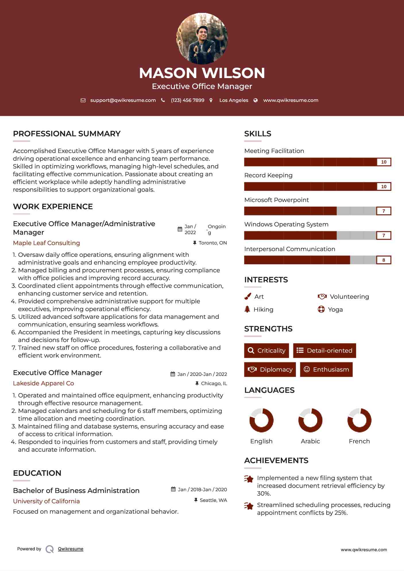 Executive Office Manager/Administrative Manager Resume Template