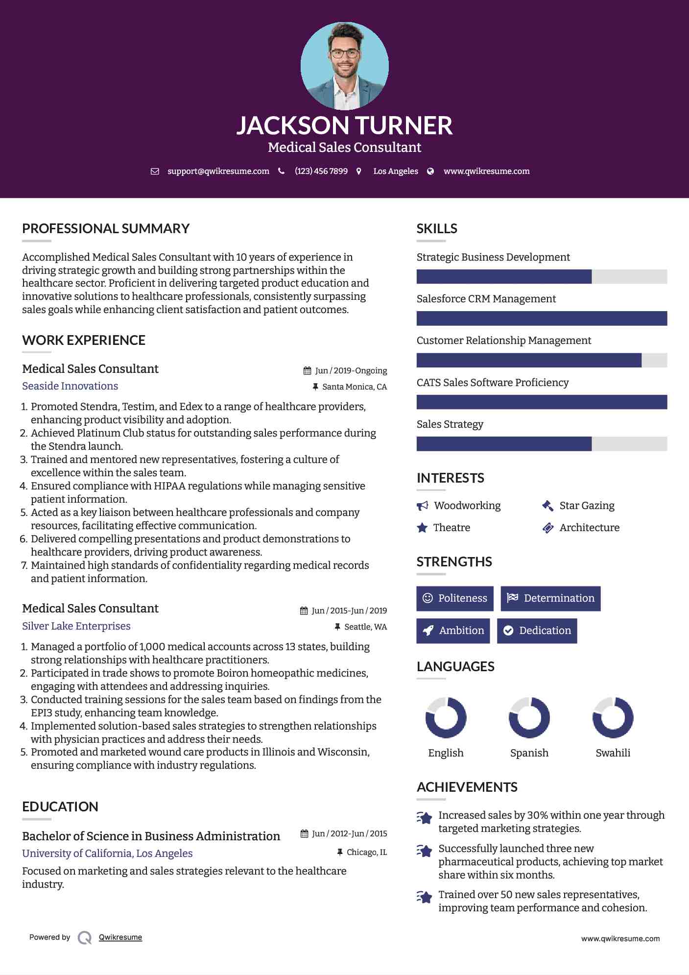 Medical Sales Consultant Resume Format