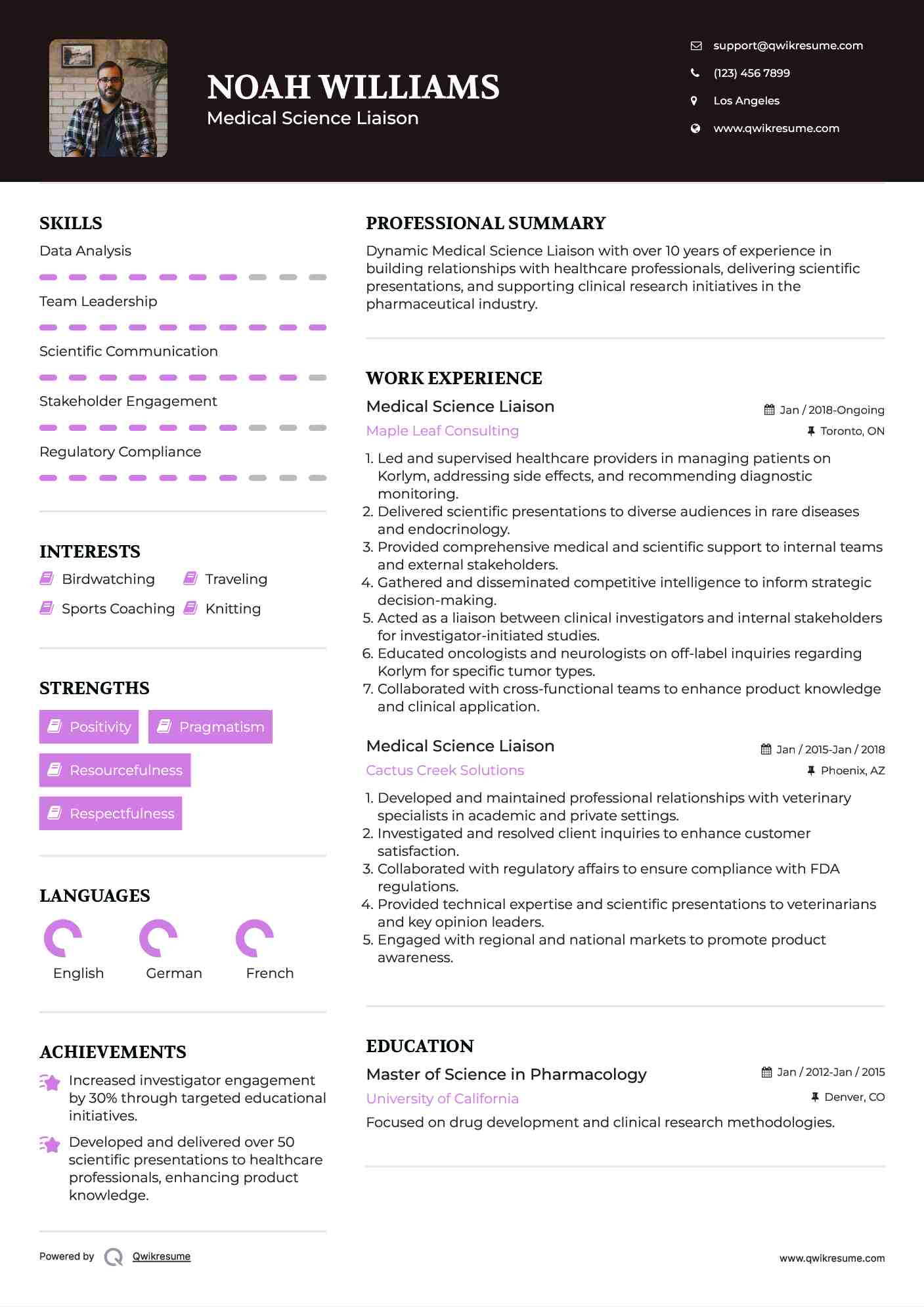 Medical Science Liaison Resume Template