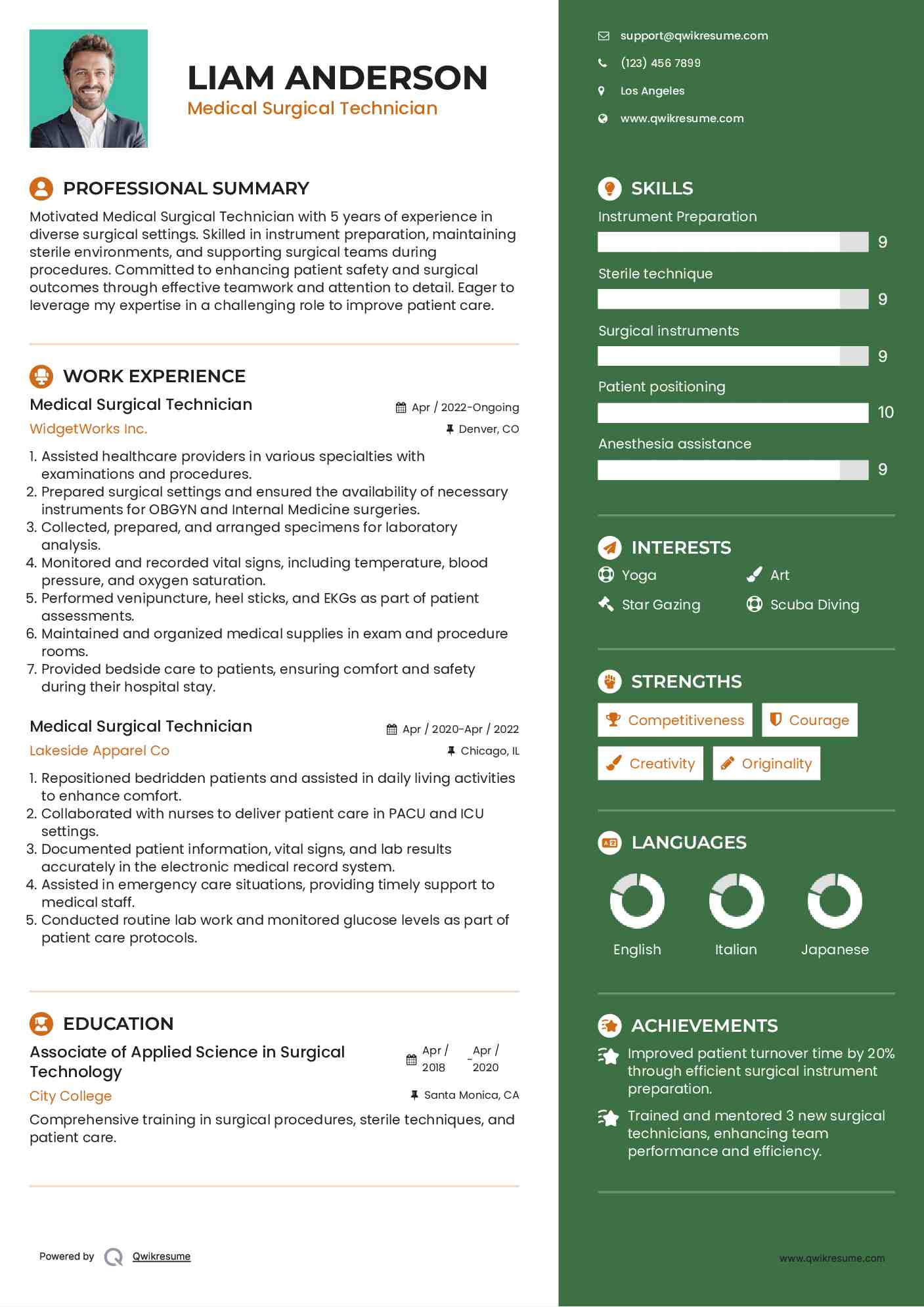 Medical Surgical Technician Resume Template