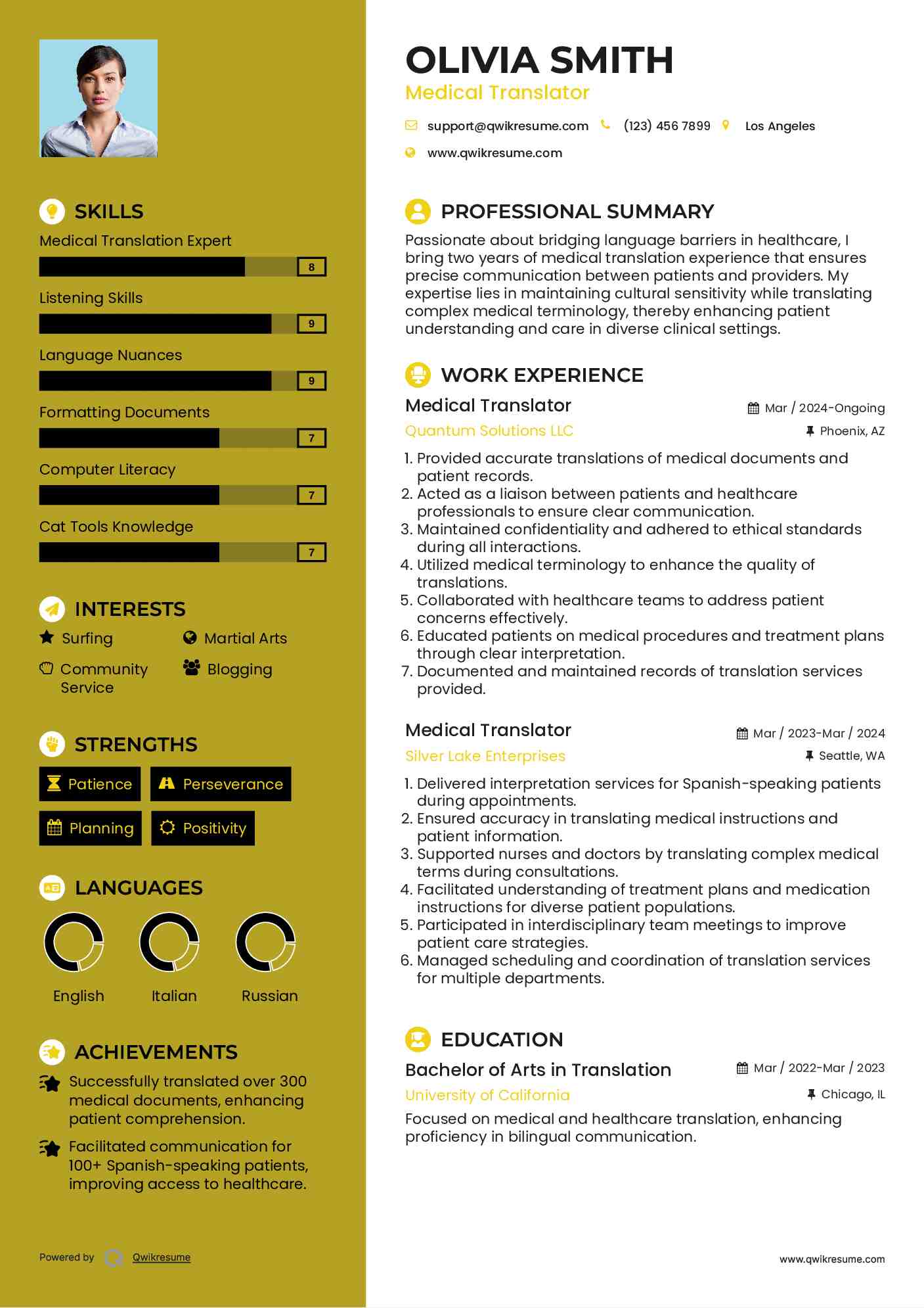 Medical Translator Resume Model