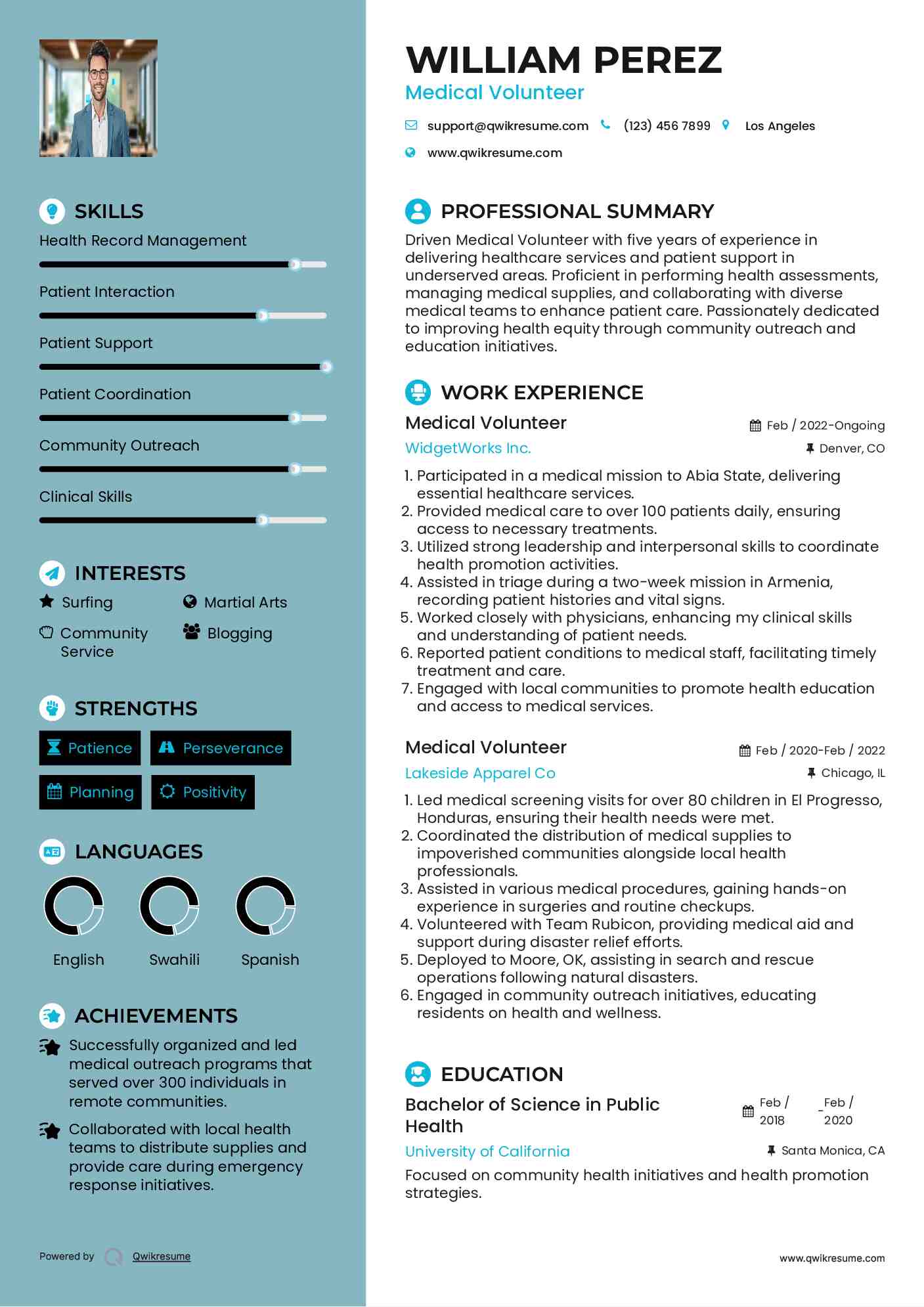 Medical Volunteer Resume Format