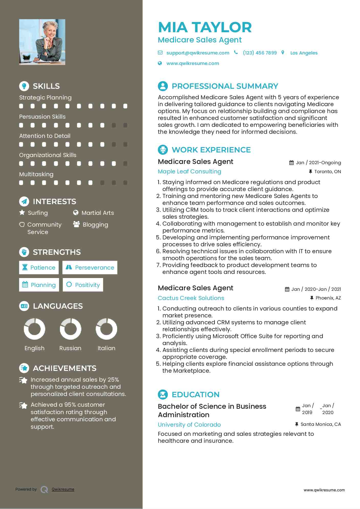 Medicare Sales Agent Resume Format