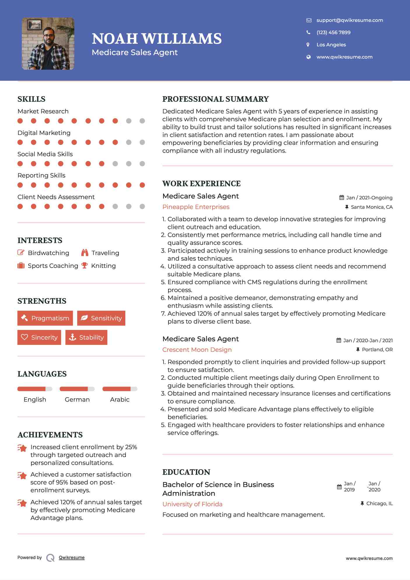 Medicare Sales Agent Resume Template