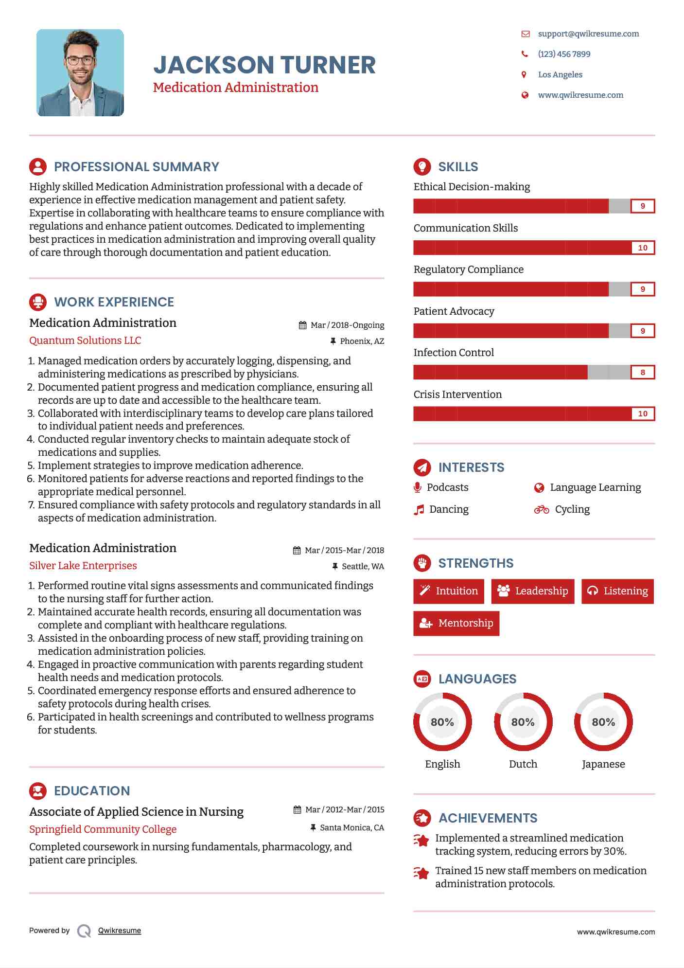 Medication Administration Resume Example