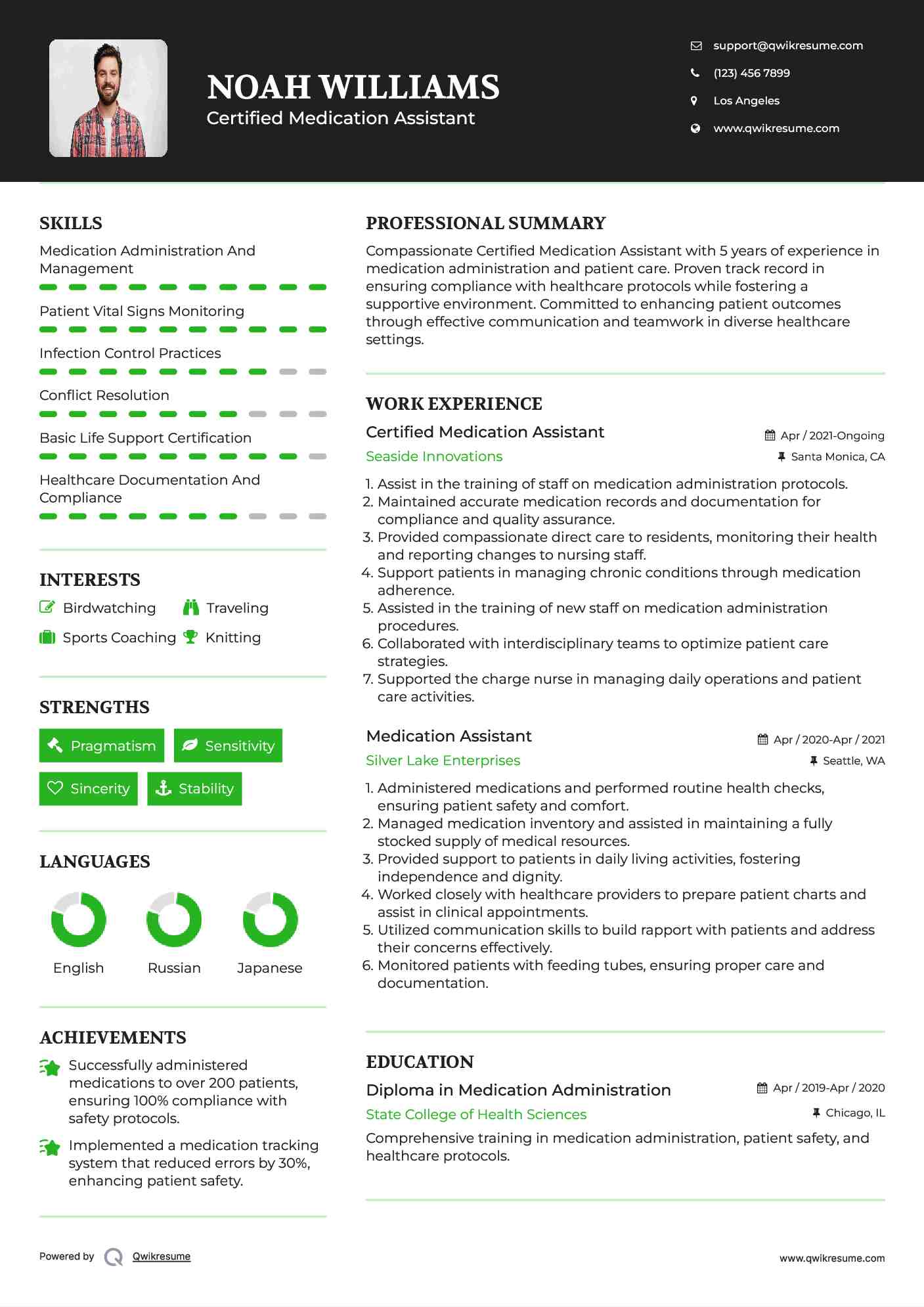 Certified Medication Assistant Resume Template