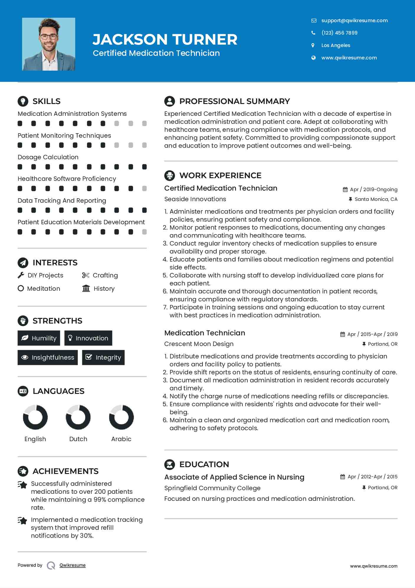 Certified Medication Technician Resume Model