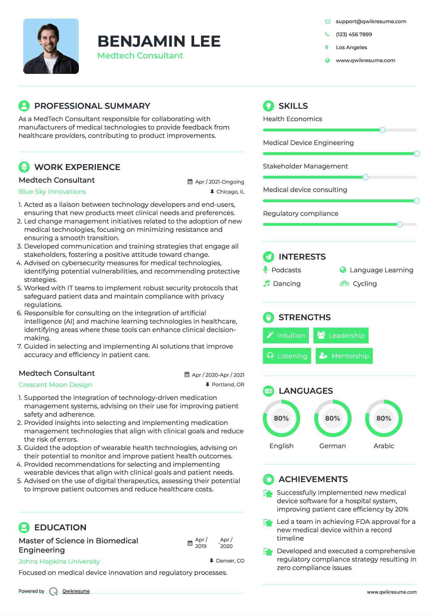 Medtech Consultant Resume Format