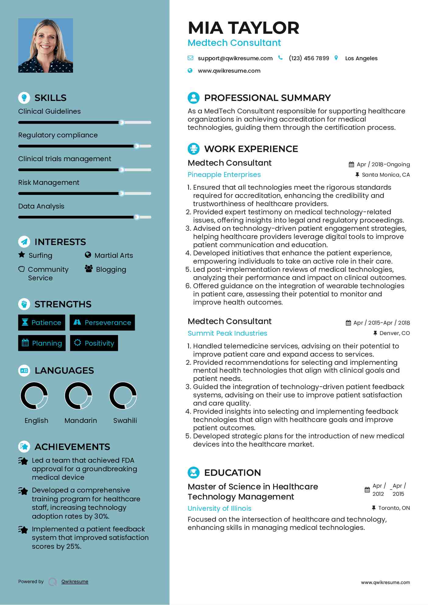 Medtech Consultant Resume Template
