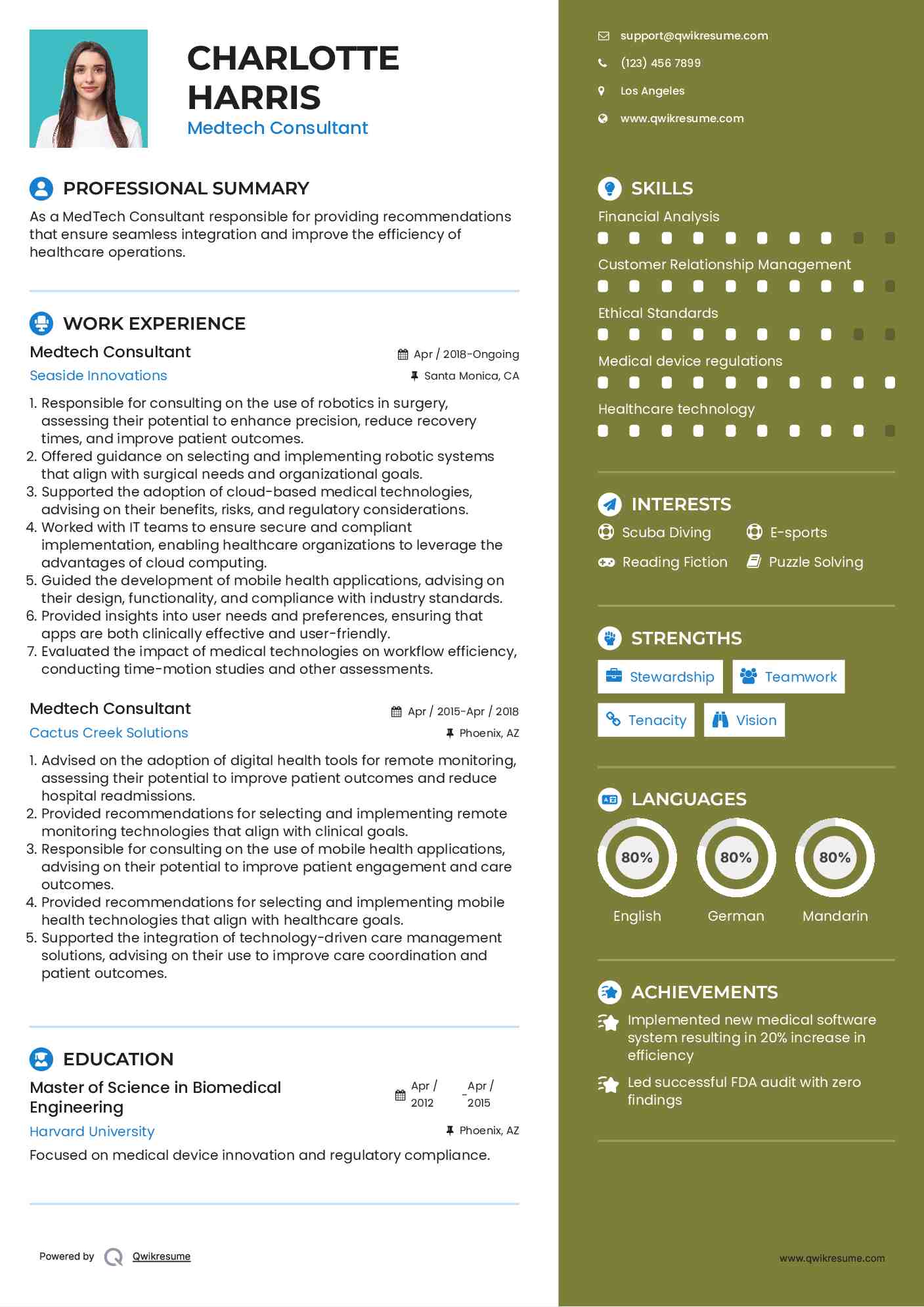 Medtech Consultant Resume Template