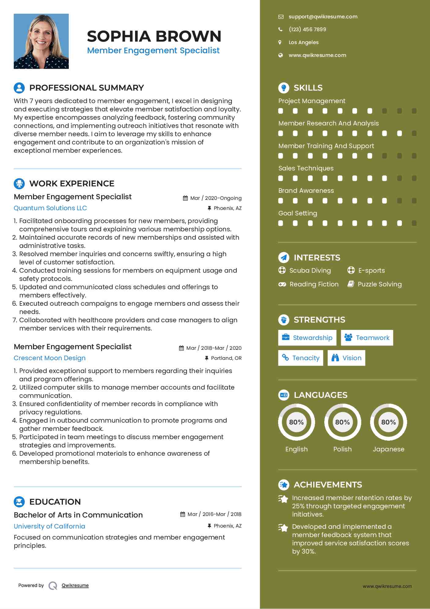 Member Engagement Specialist Resume Format
