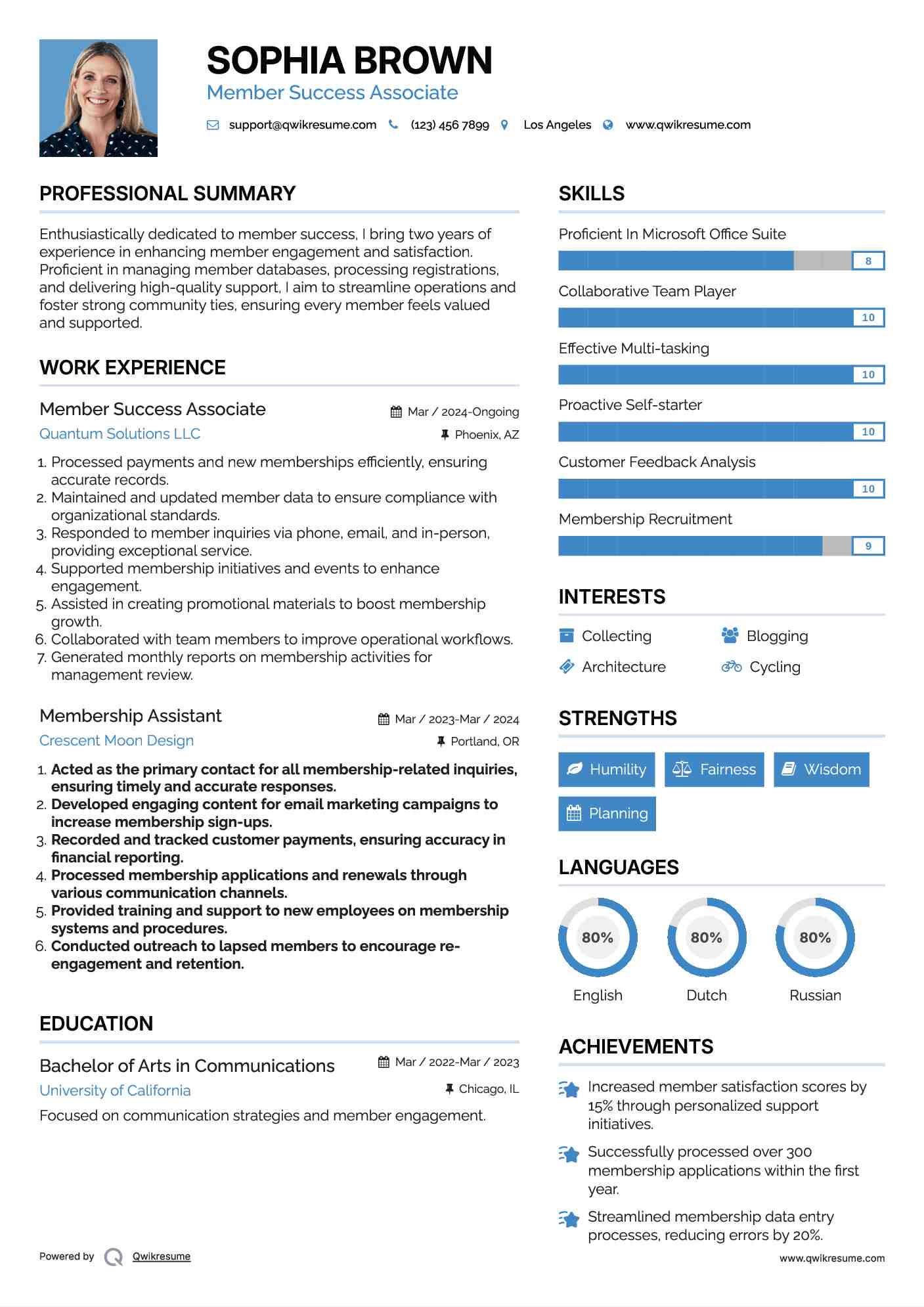 Member Success Associate
 Resume Template