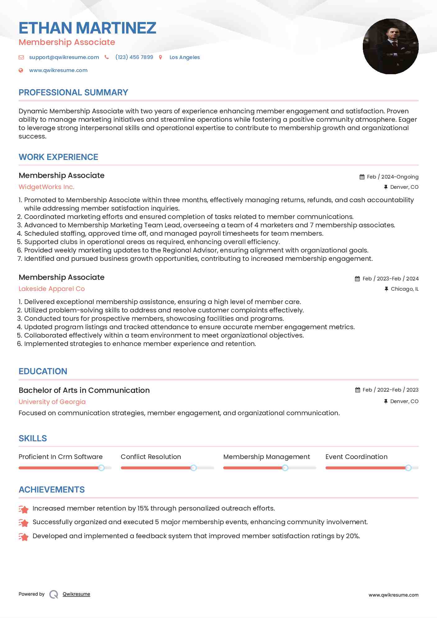 Membership Associate Resume Model