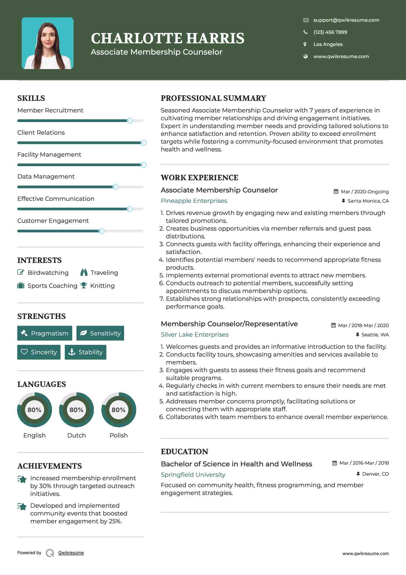 Associate Membership Counselor Resume Format