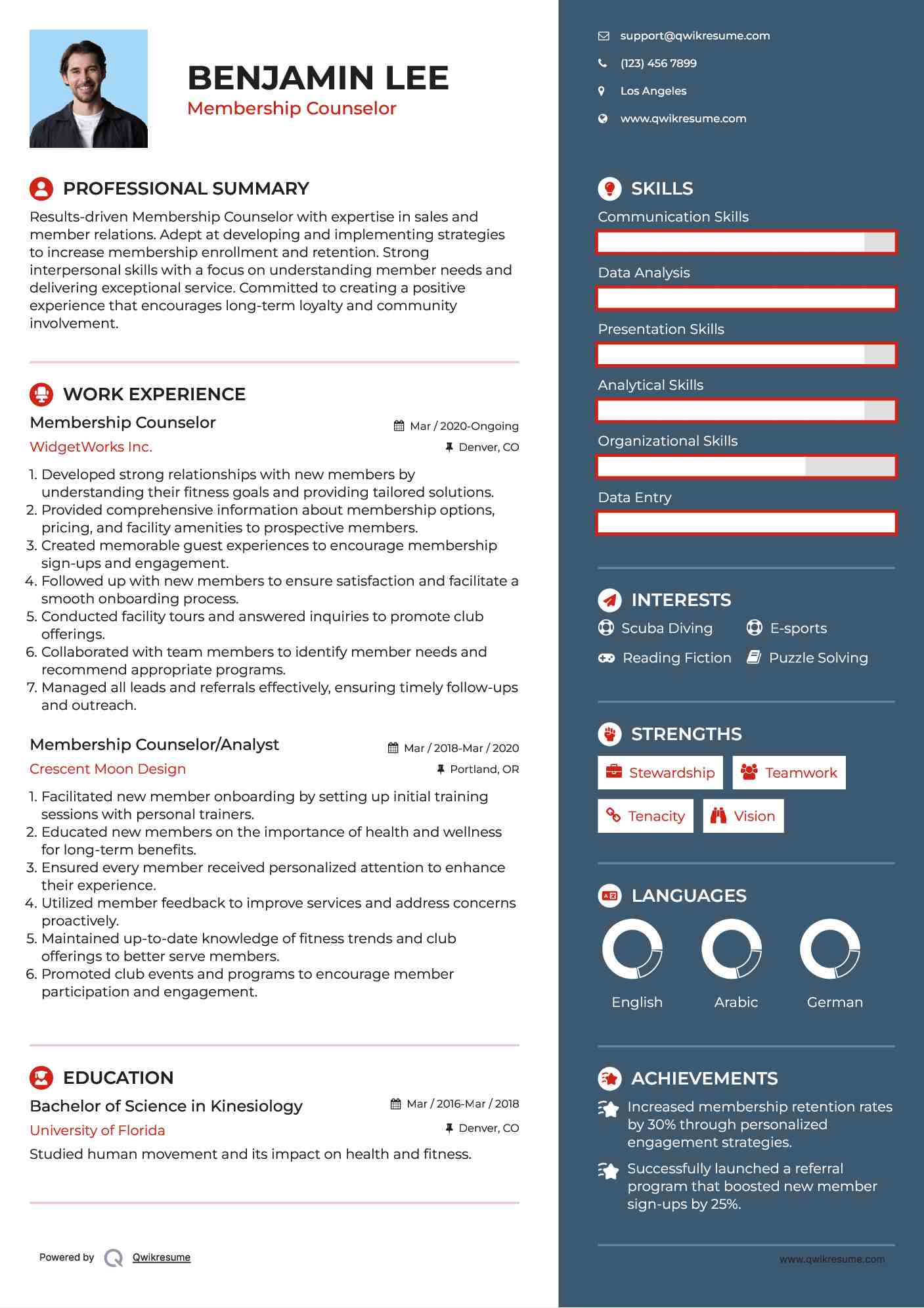 Membership Counselor Resume Sample