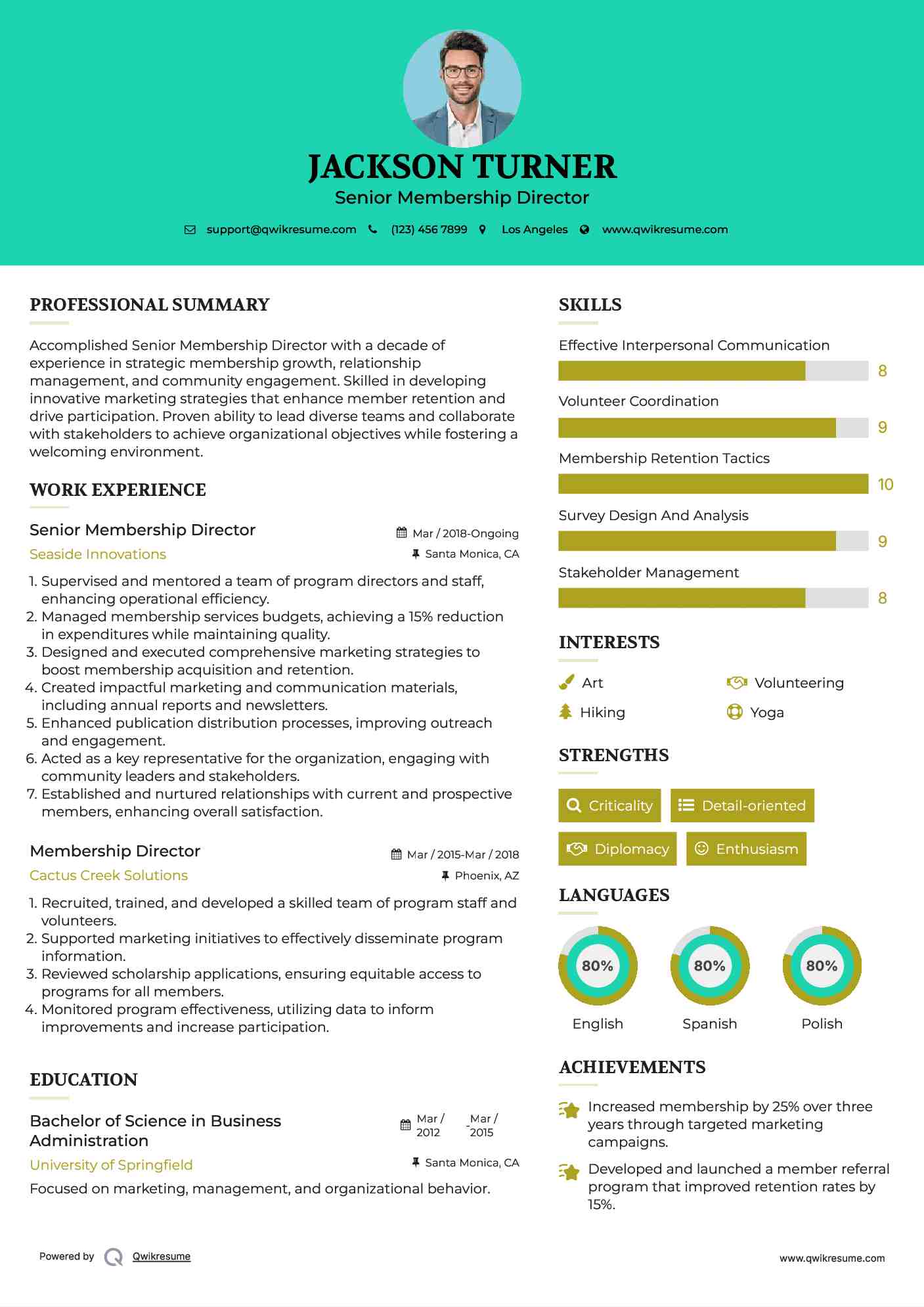 Senior Membership Director Resume Template