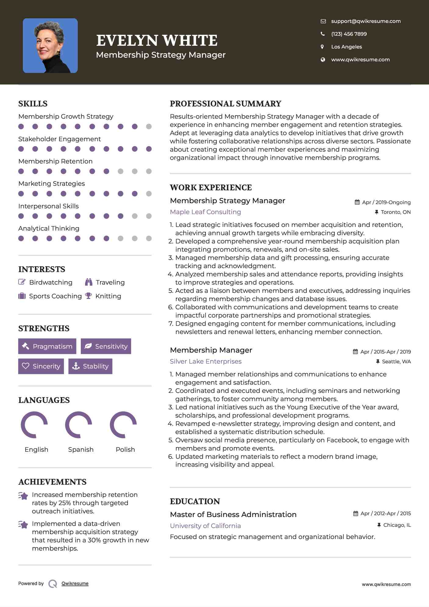 Membership Strategy Manager  Resume Template