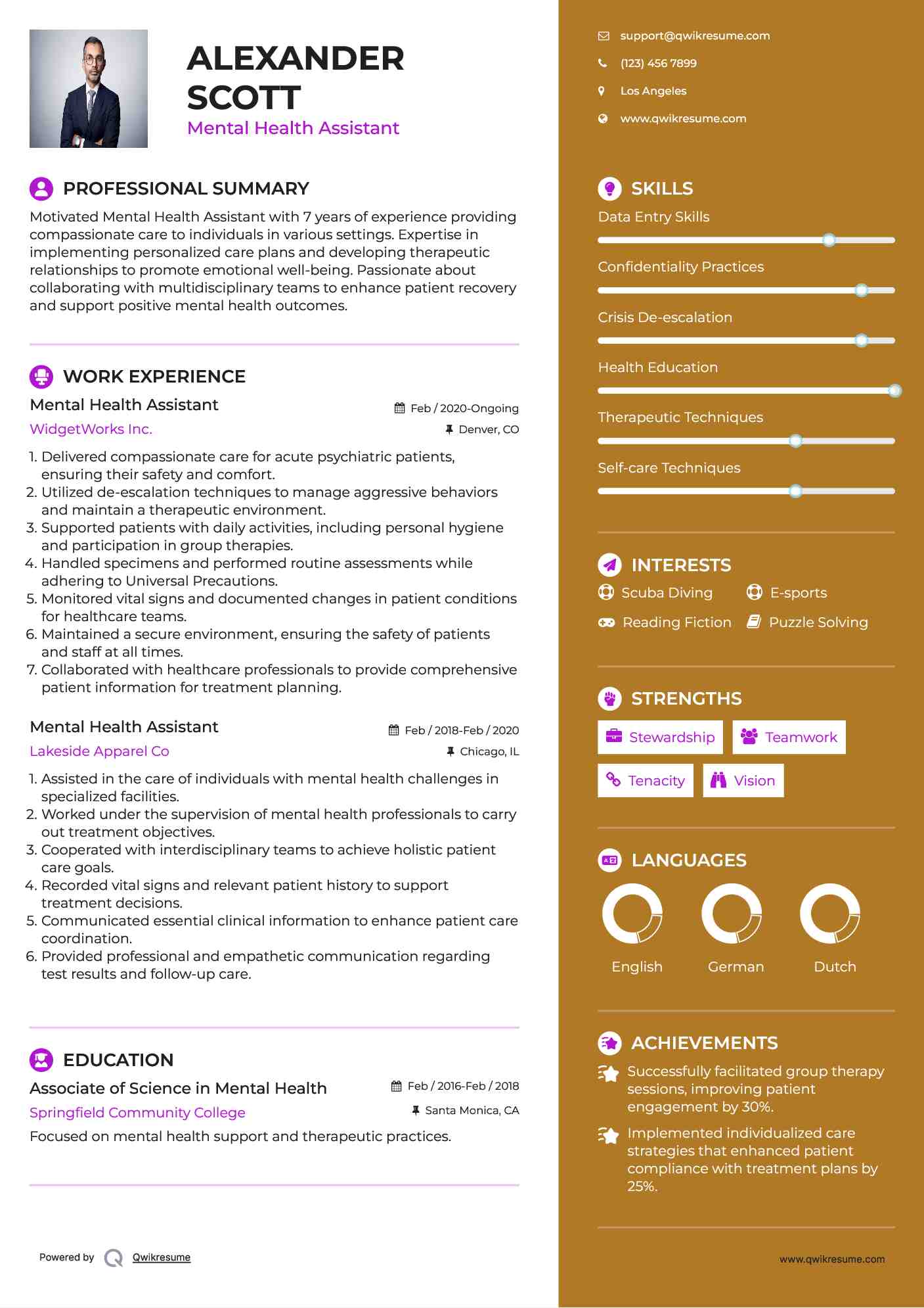 Mental Health Assistant Resume Template