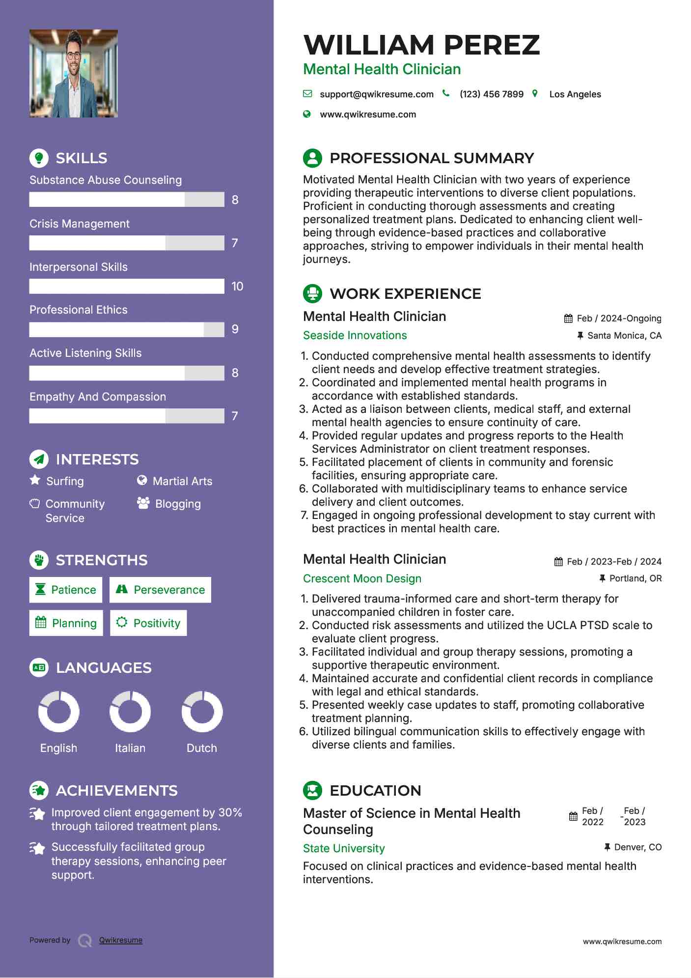 Mental Health Clinician Resume Format