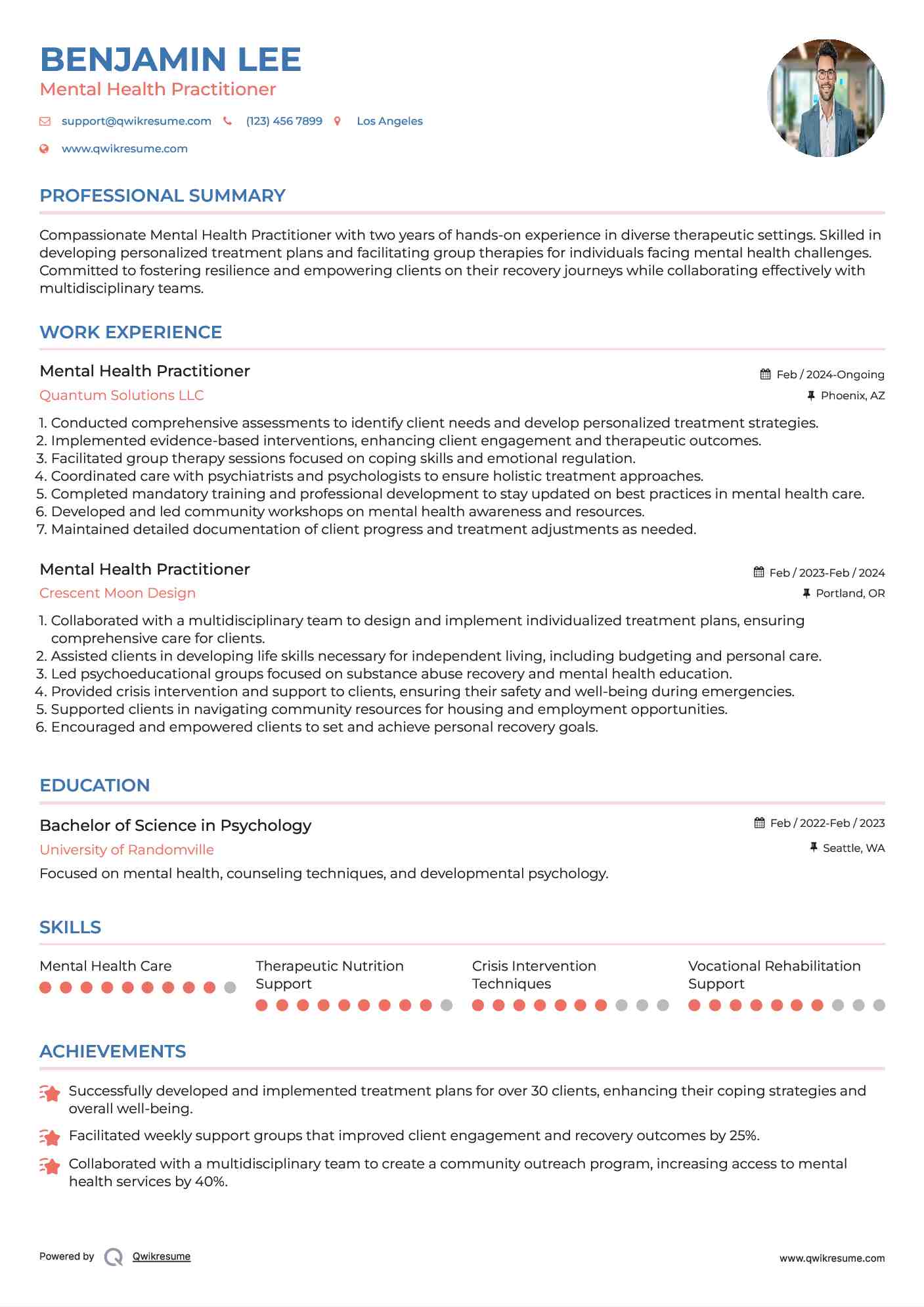 Mental Health Practitioner Resume Format