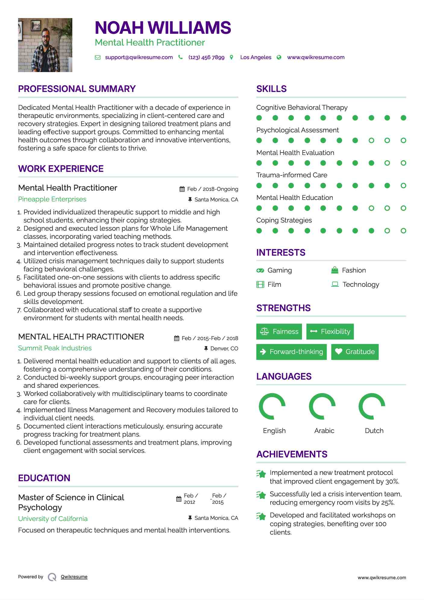 Mental Health Practitioner Resume Format