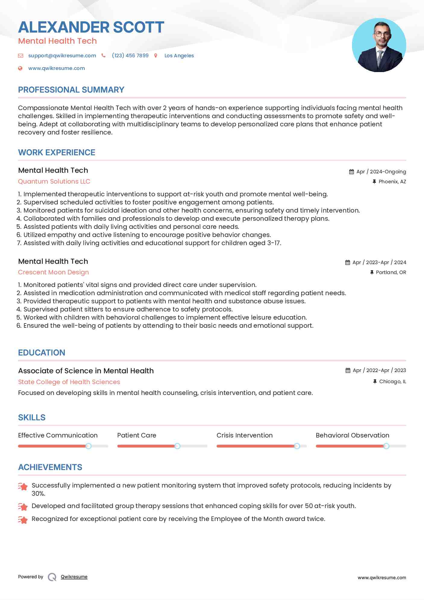 Mental Health Tech Resume Format