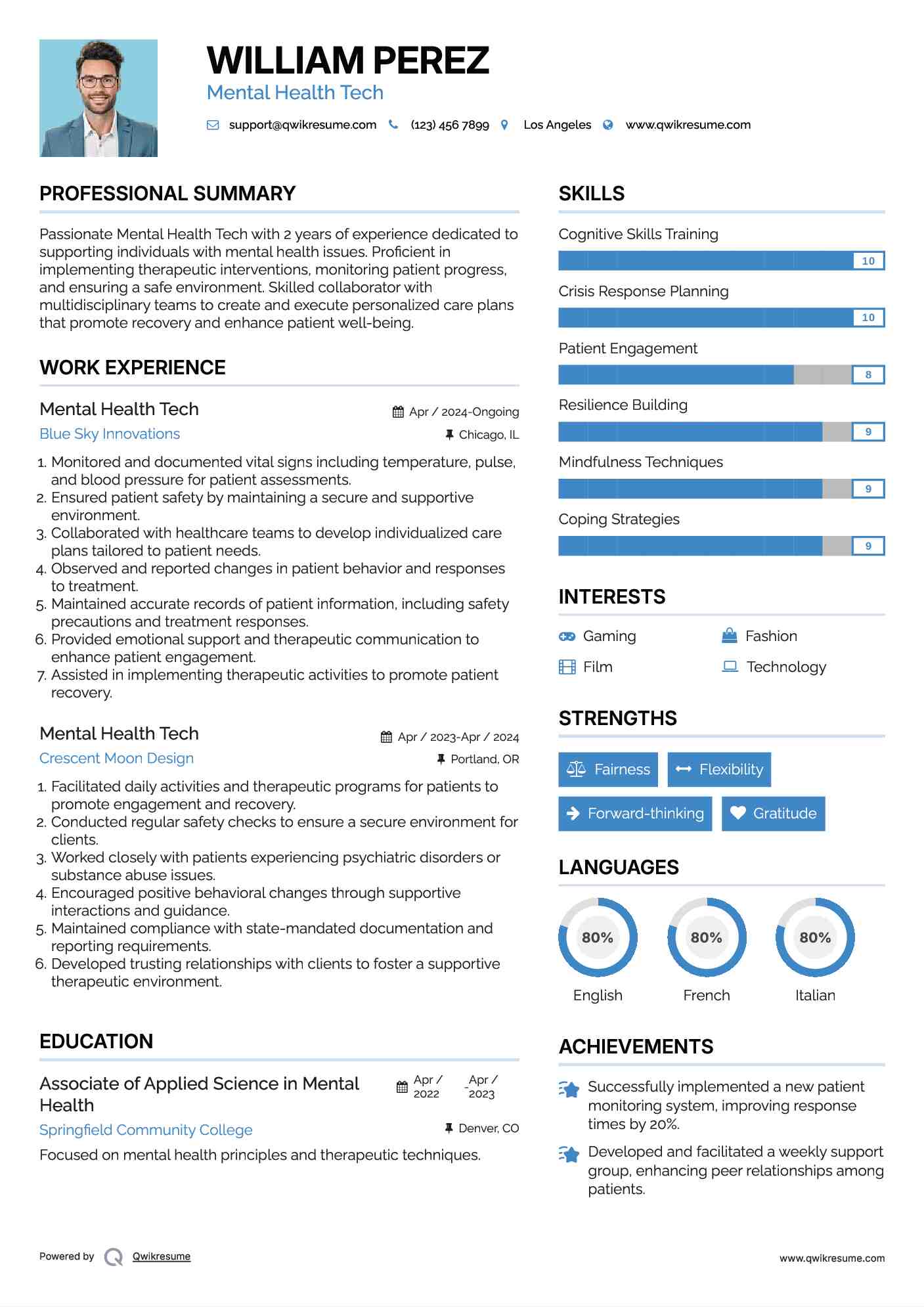 Mental Health Tech Resume Format
