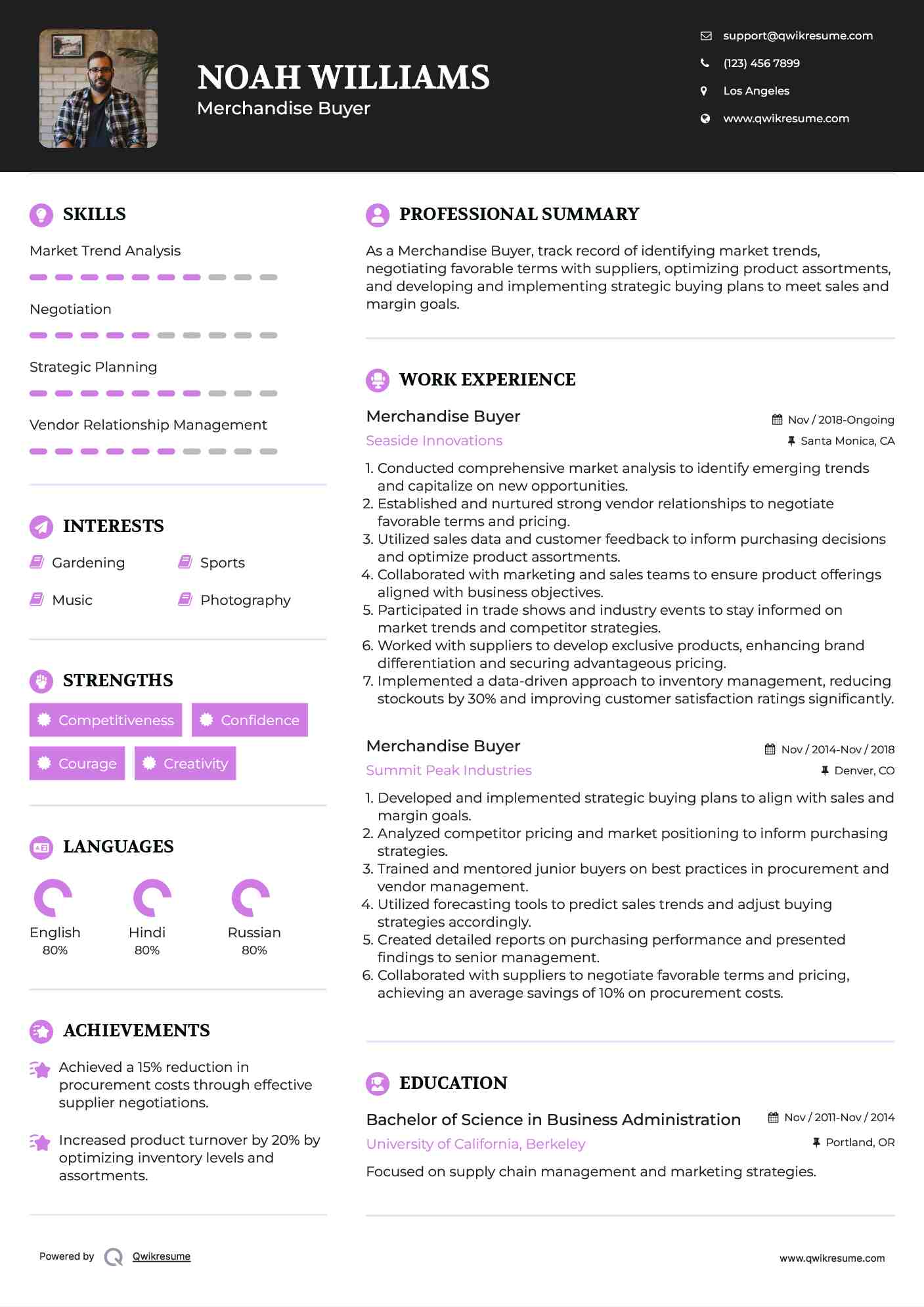 Merchandise Buyer Resume Example