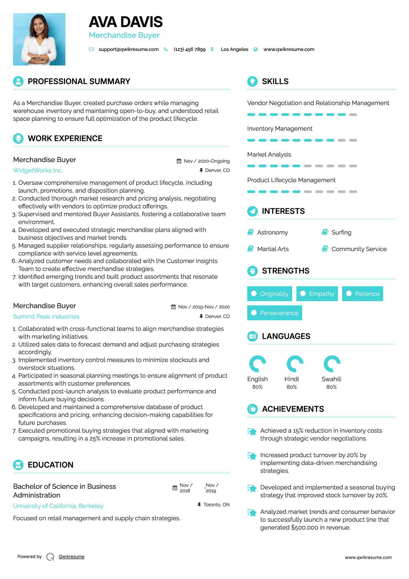 Merchandise Buyer Resume Example