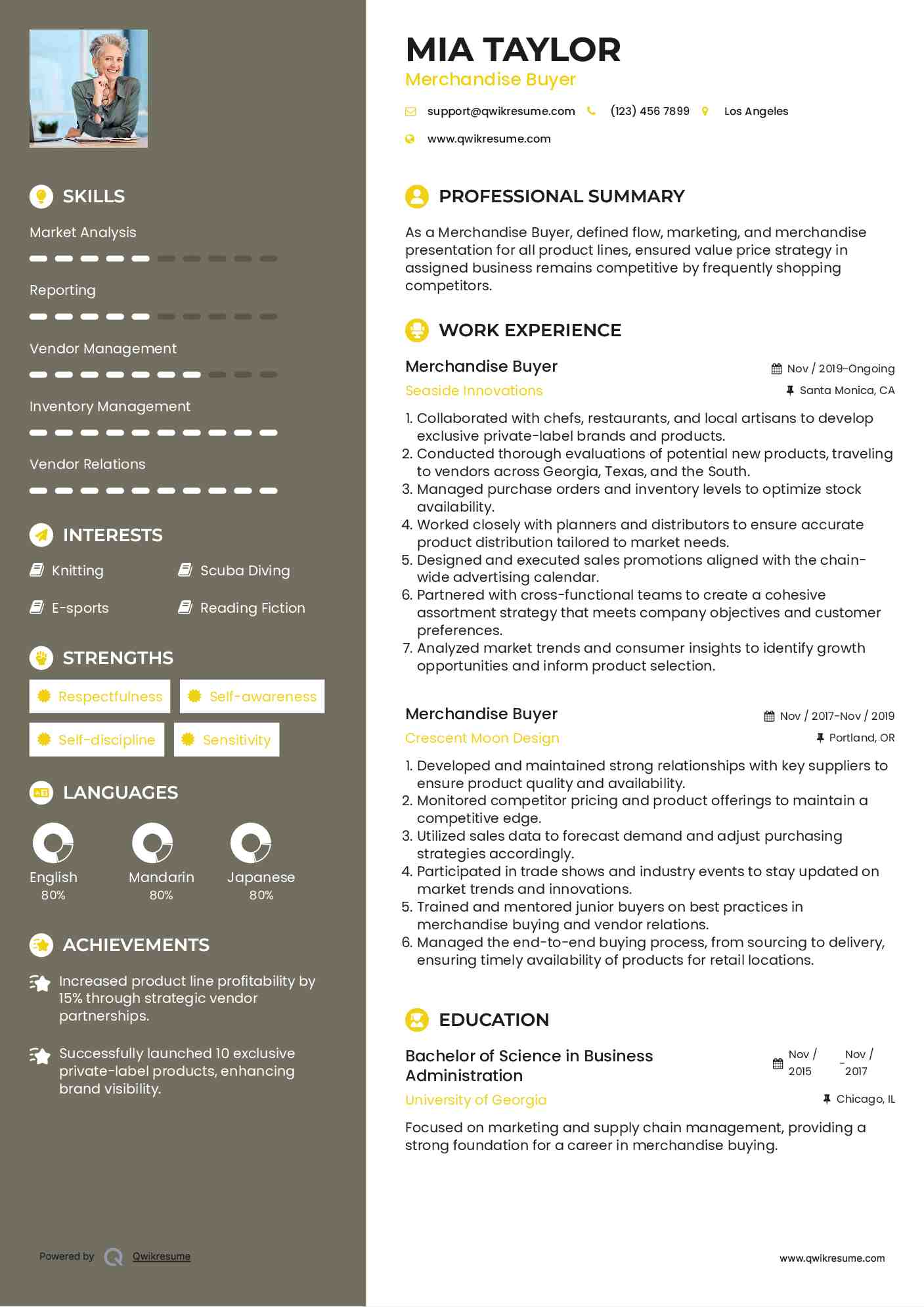 Merchandise Buyer Resume Format