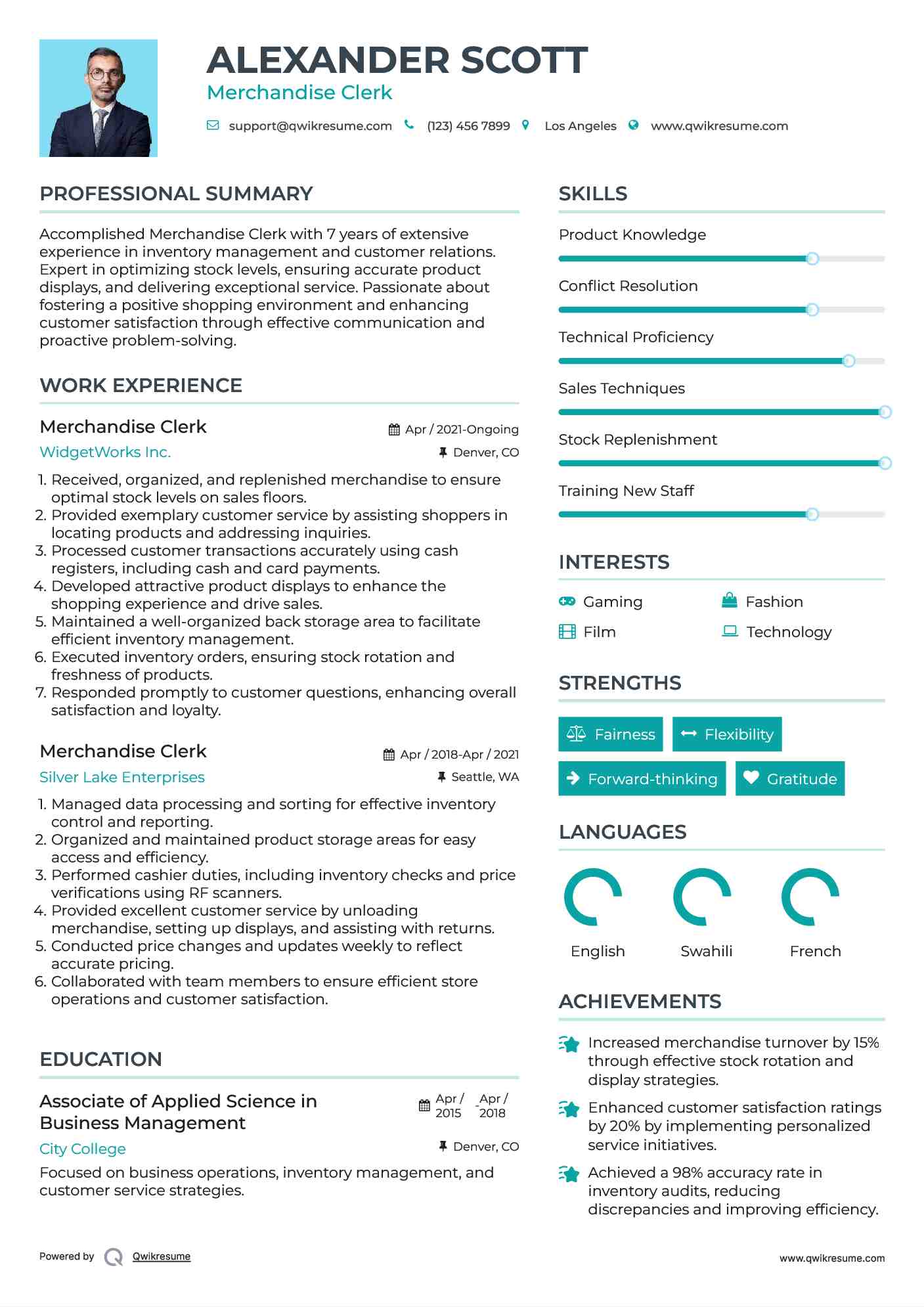 Merchandise Clerk Resume Format