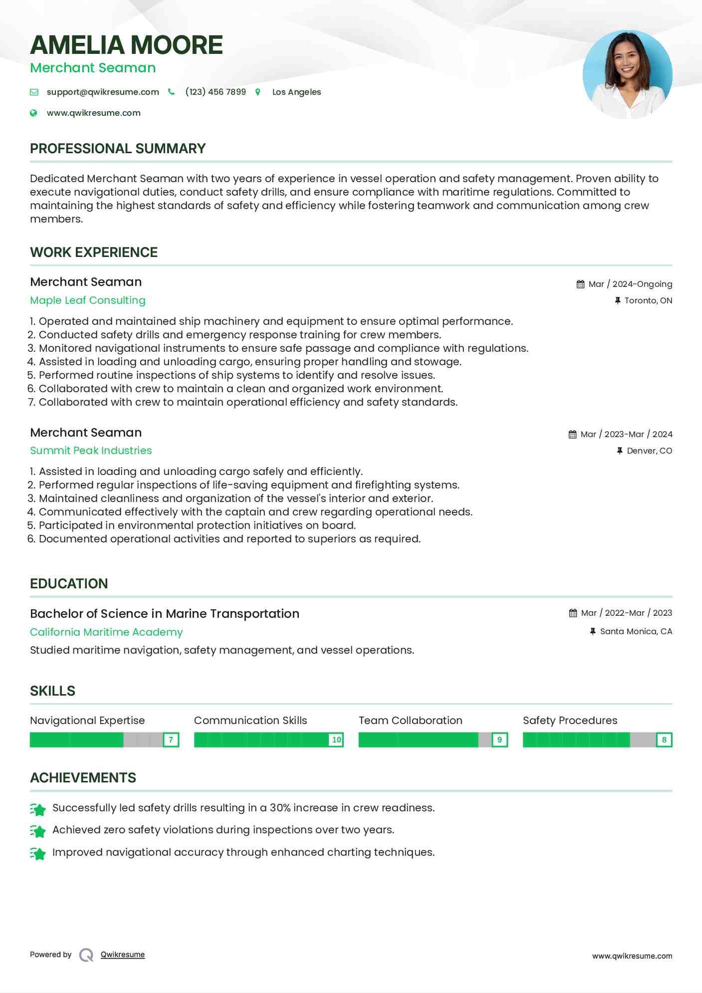 Merchant Seaman Resume Sample