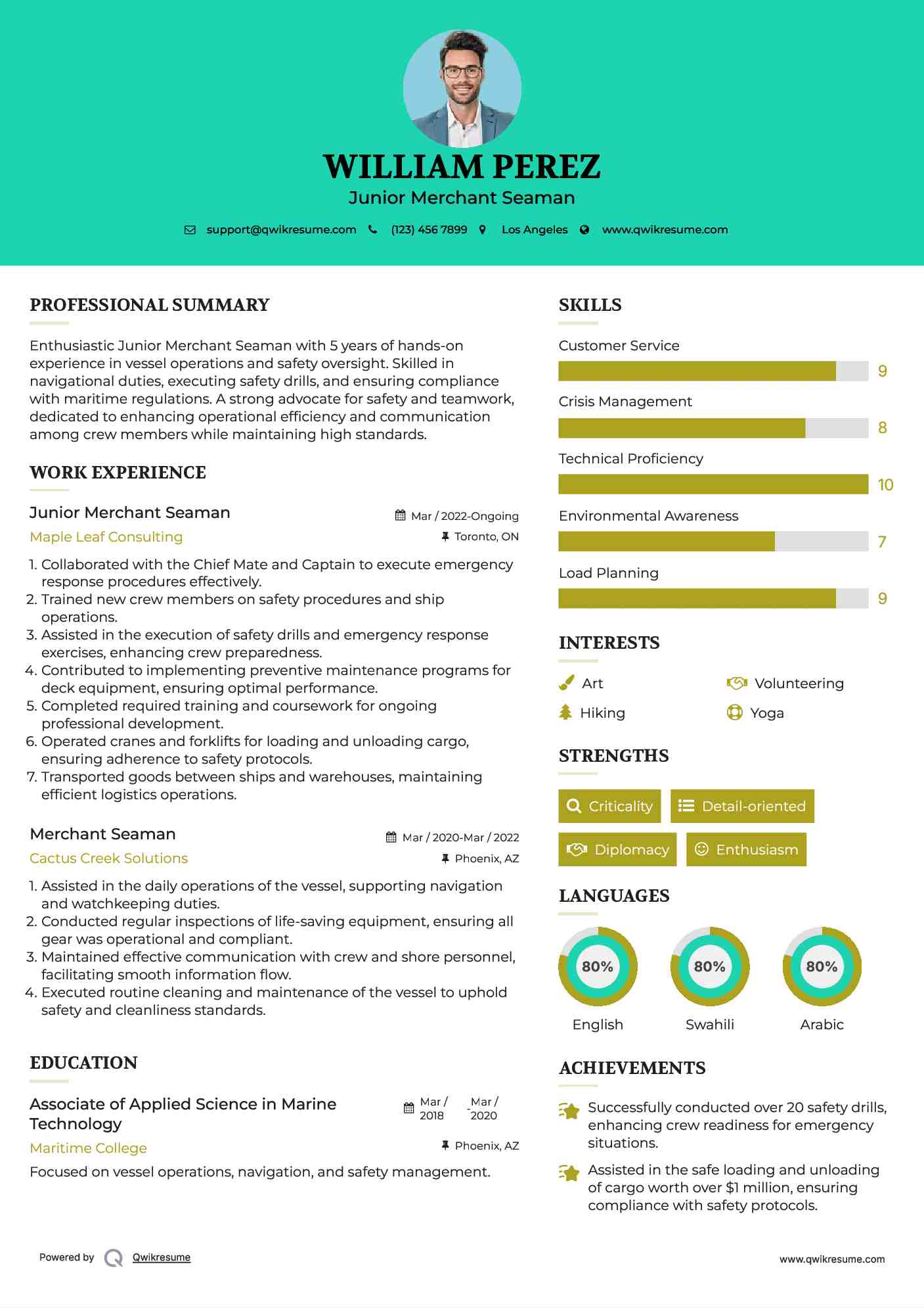 Merchant Seaman Resume Format