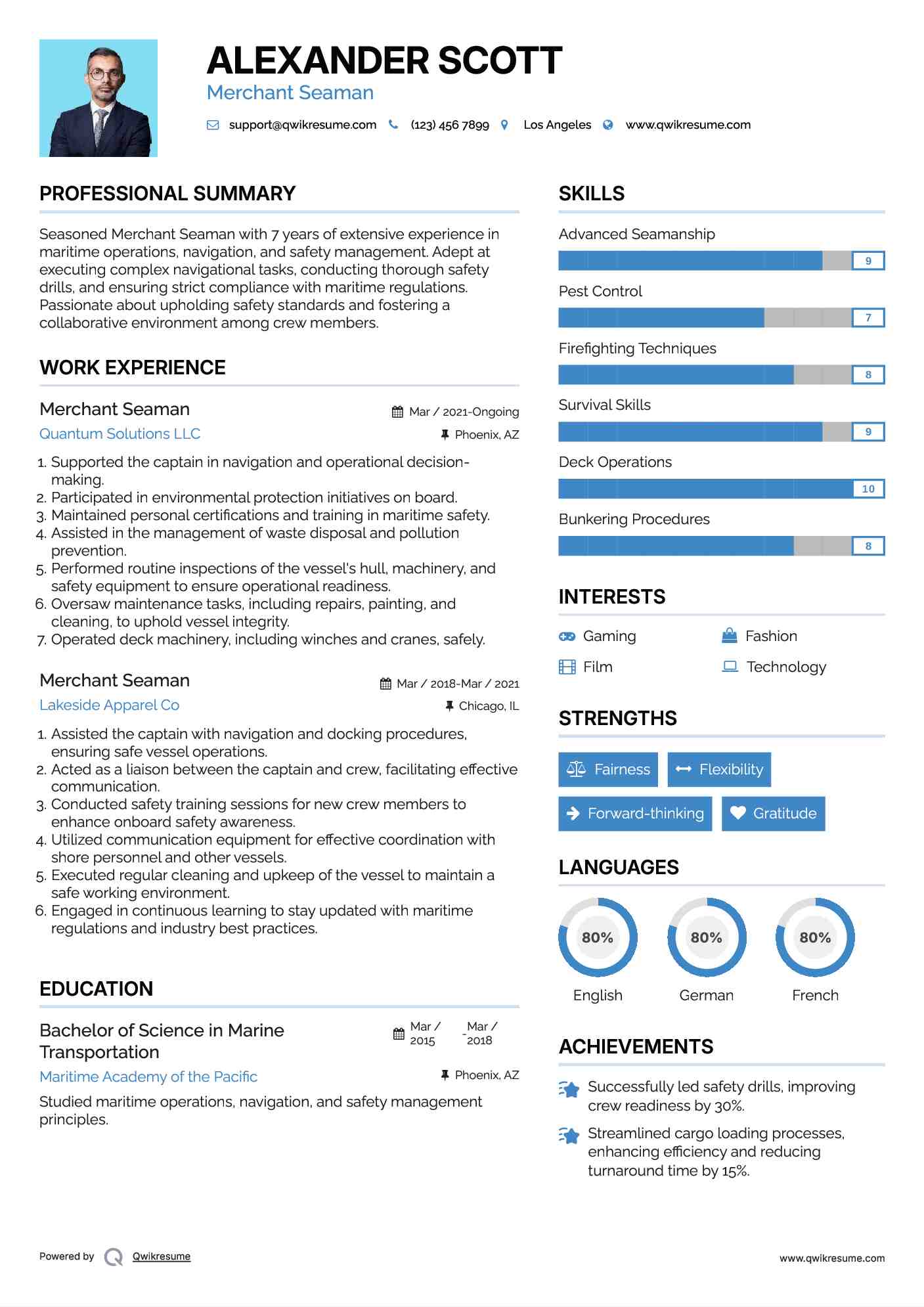 Merchant Seaman Resume Sample