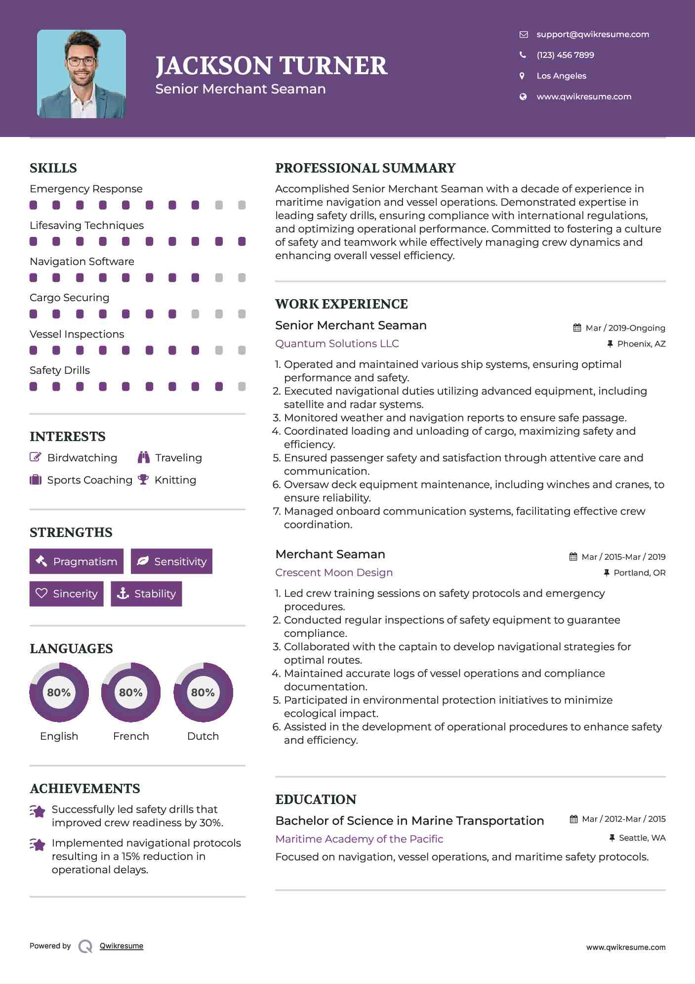 Senior Merchant Seaman Resume Format