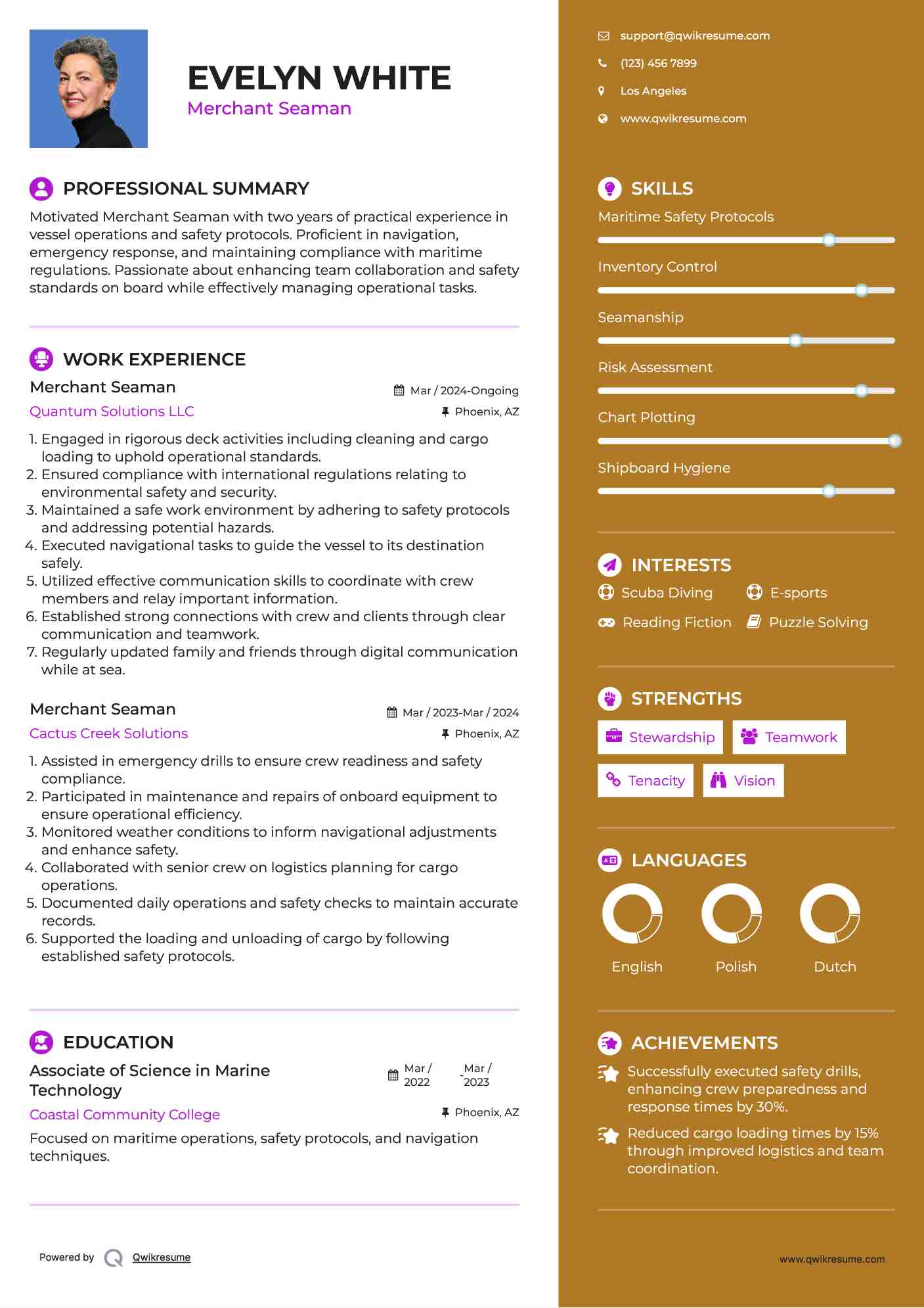 Merchant Seaman Resume Sample