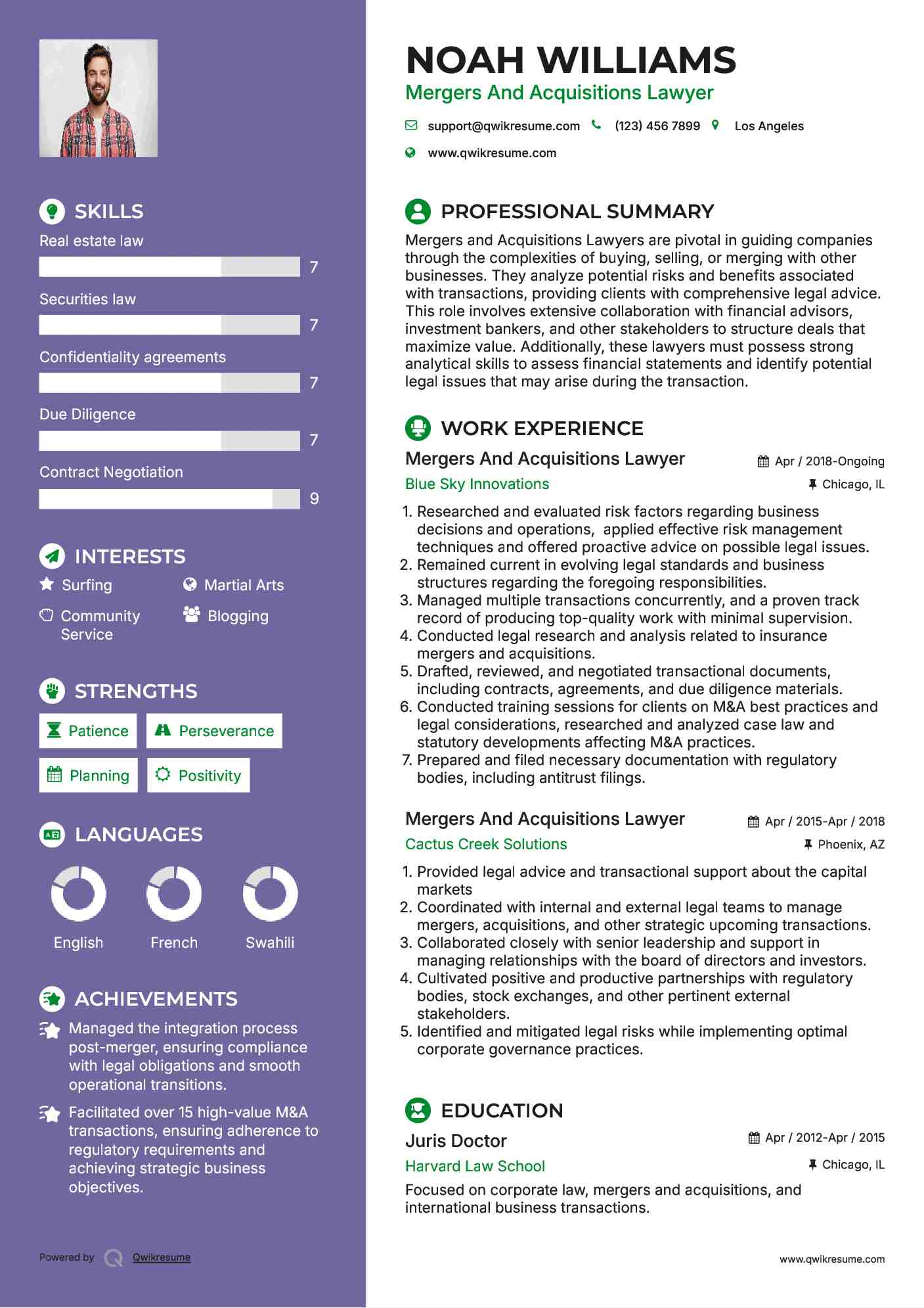  Mergers And Acquisitions Lawyer Resume Sample