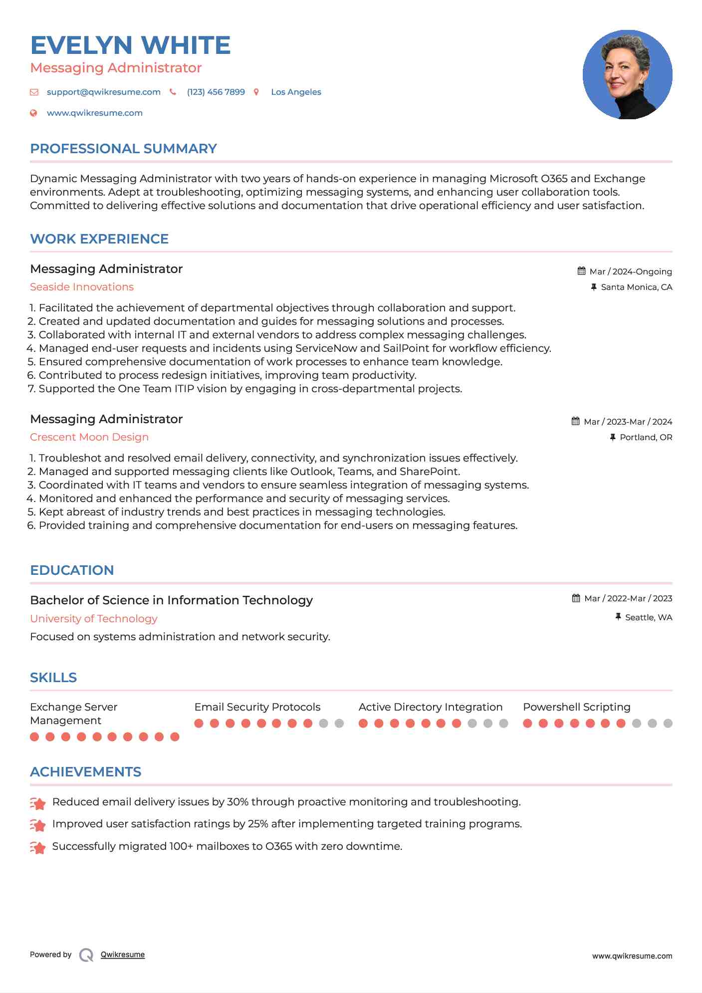 Messaging Administrator Resume Template