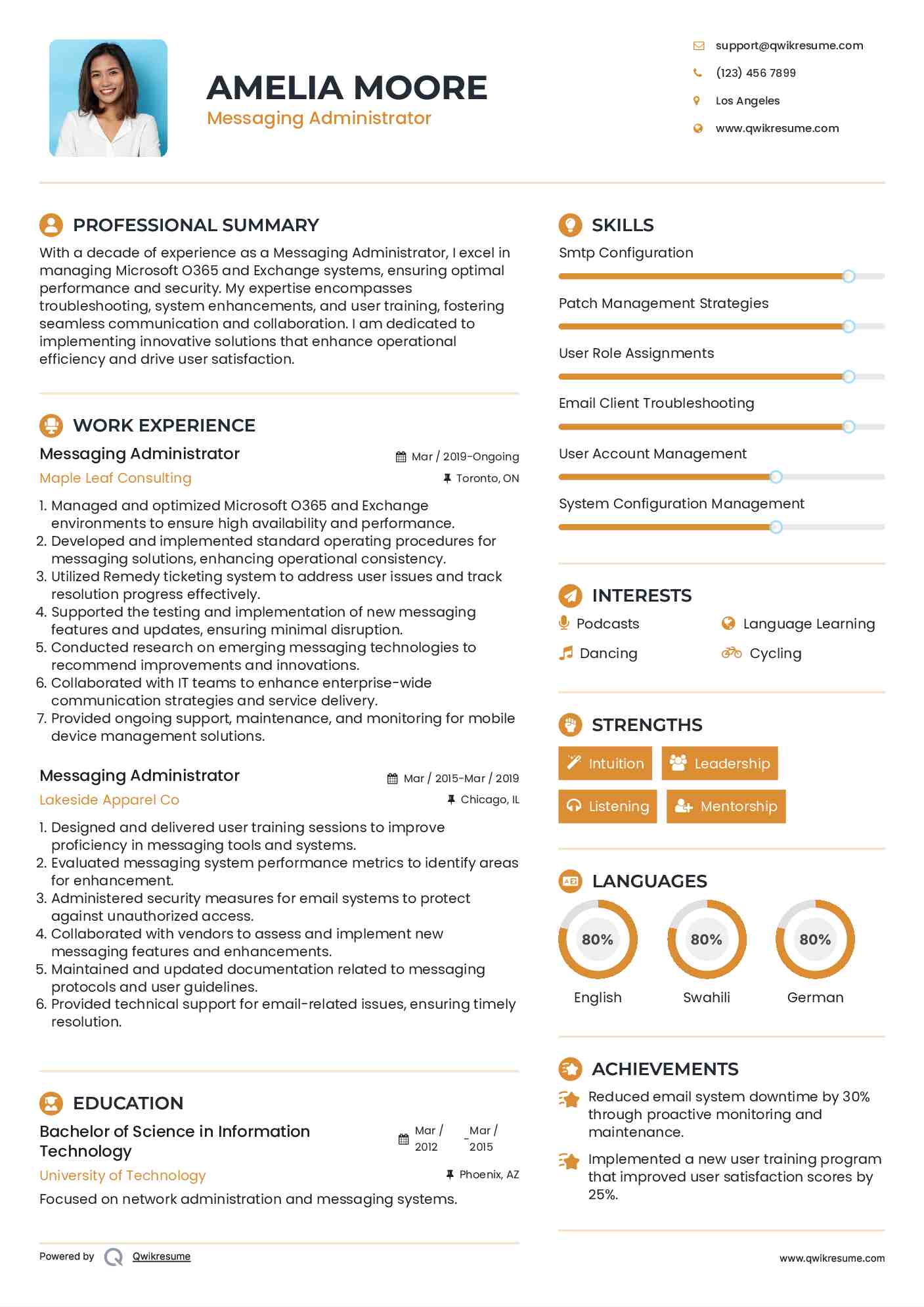 Messaging Administrator Resume Format