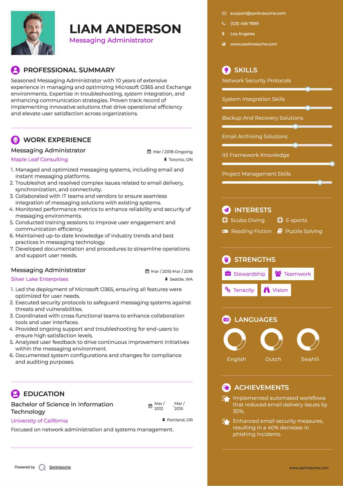 Messaging Administrator Resume Sample
