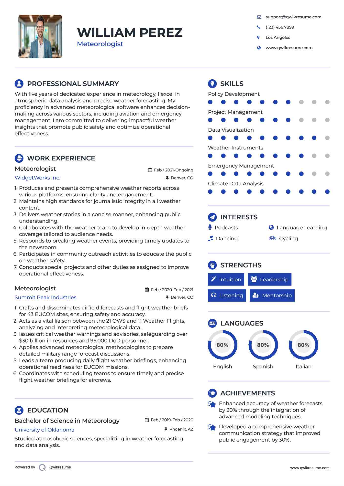 Meteorologist Resume Example