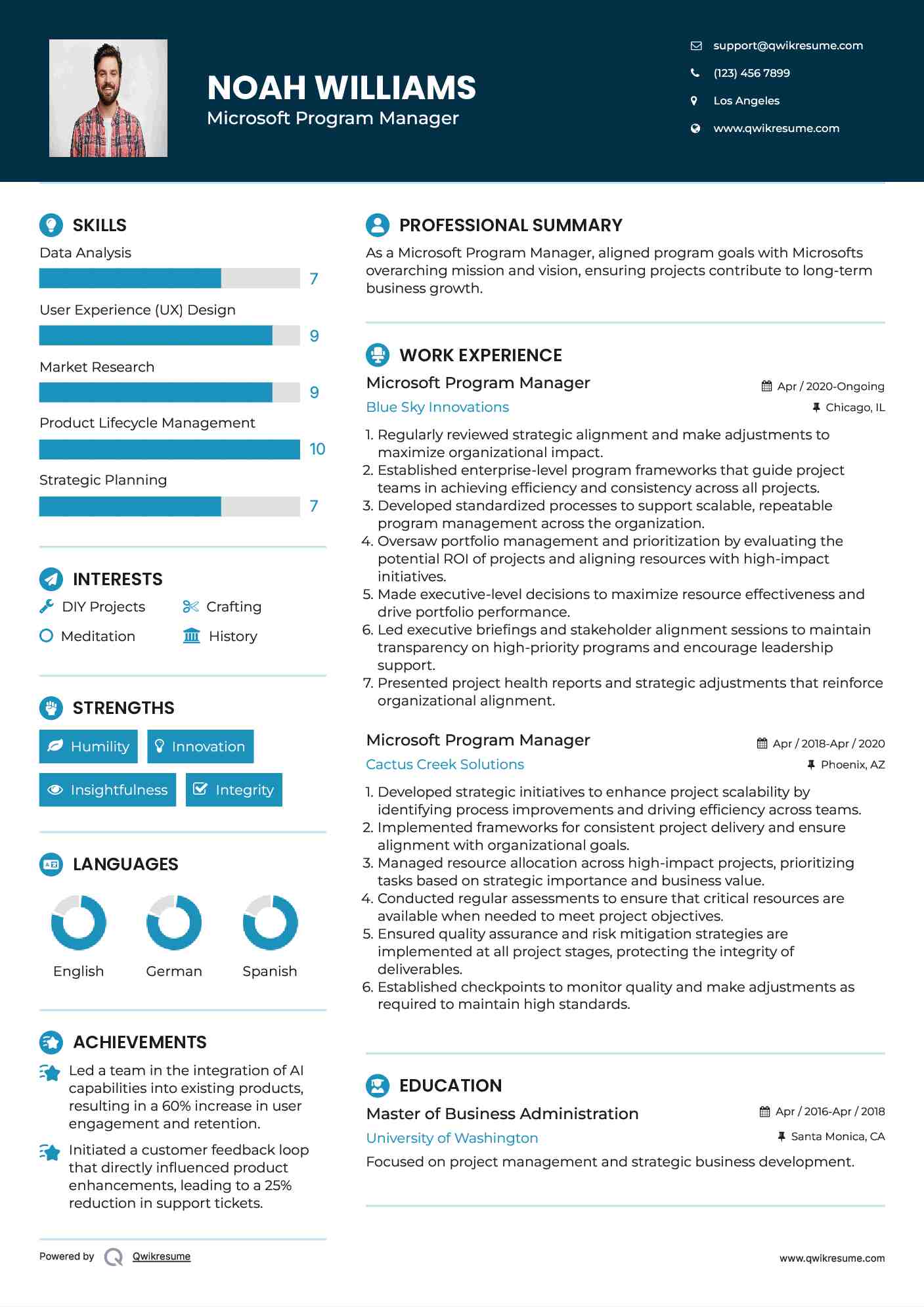 Microsoft Program Manager Resume Format