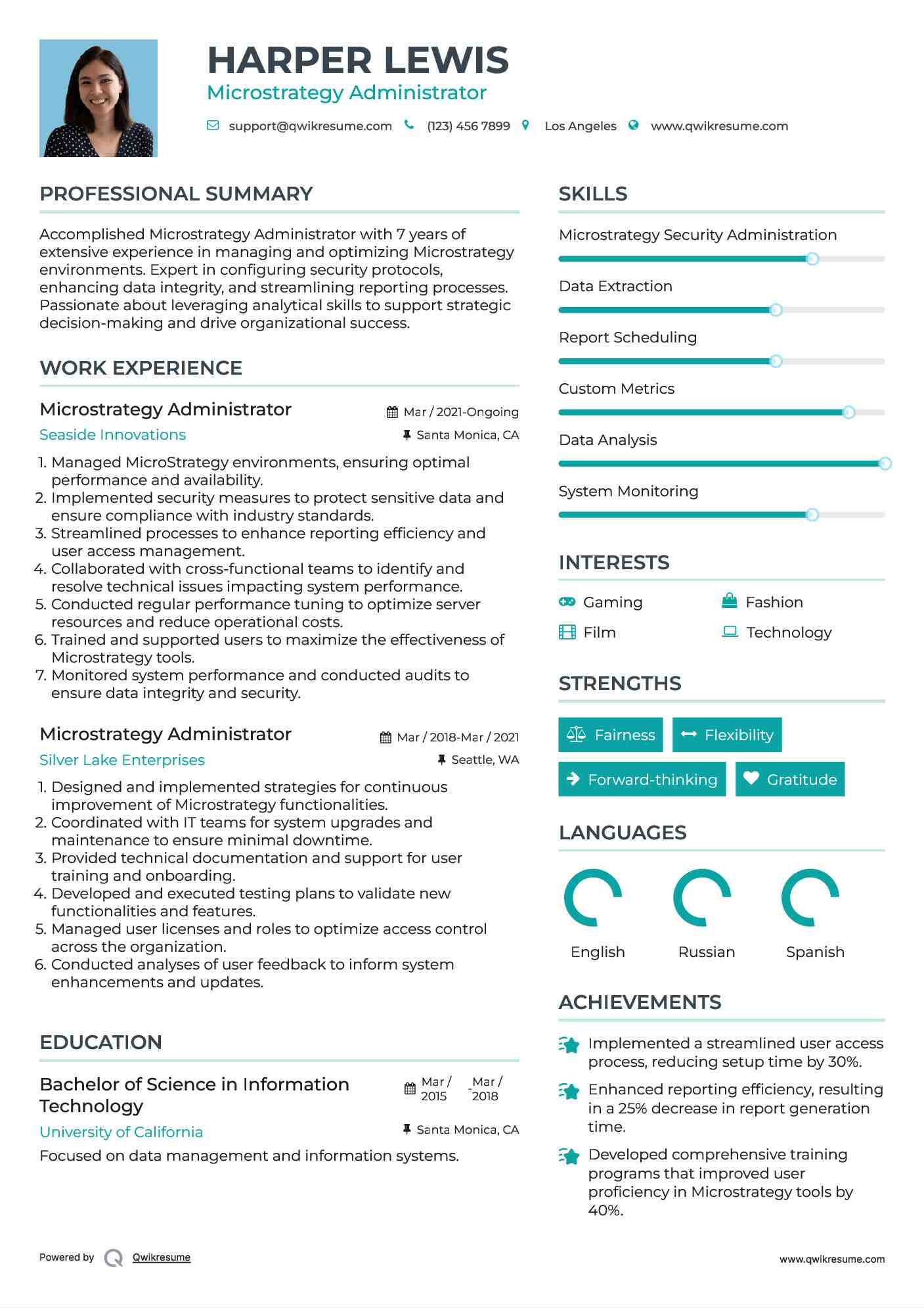 Microstrategy Administrator Resume Format